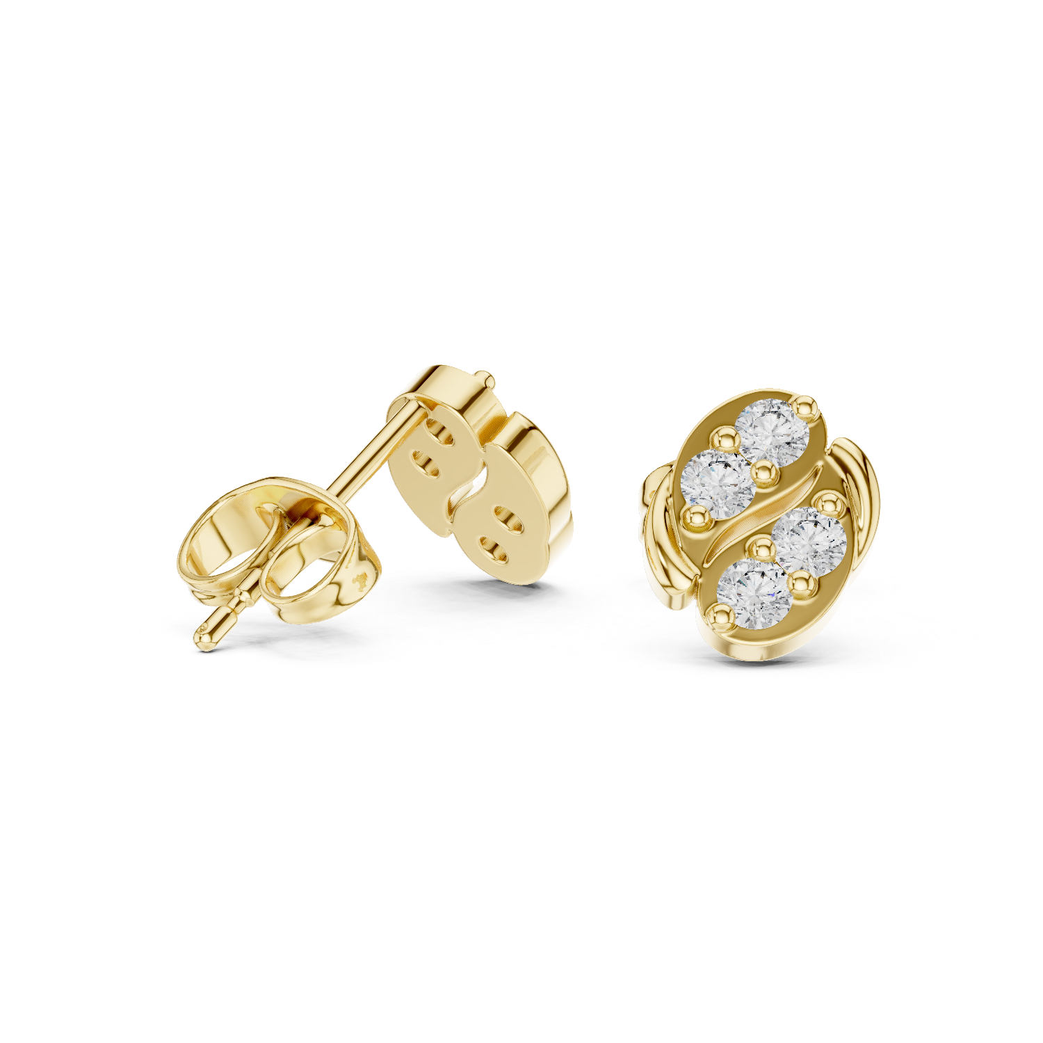 Abstract diamond cluster stud earrings.