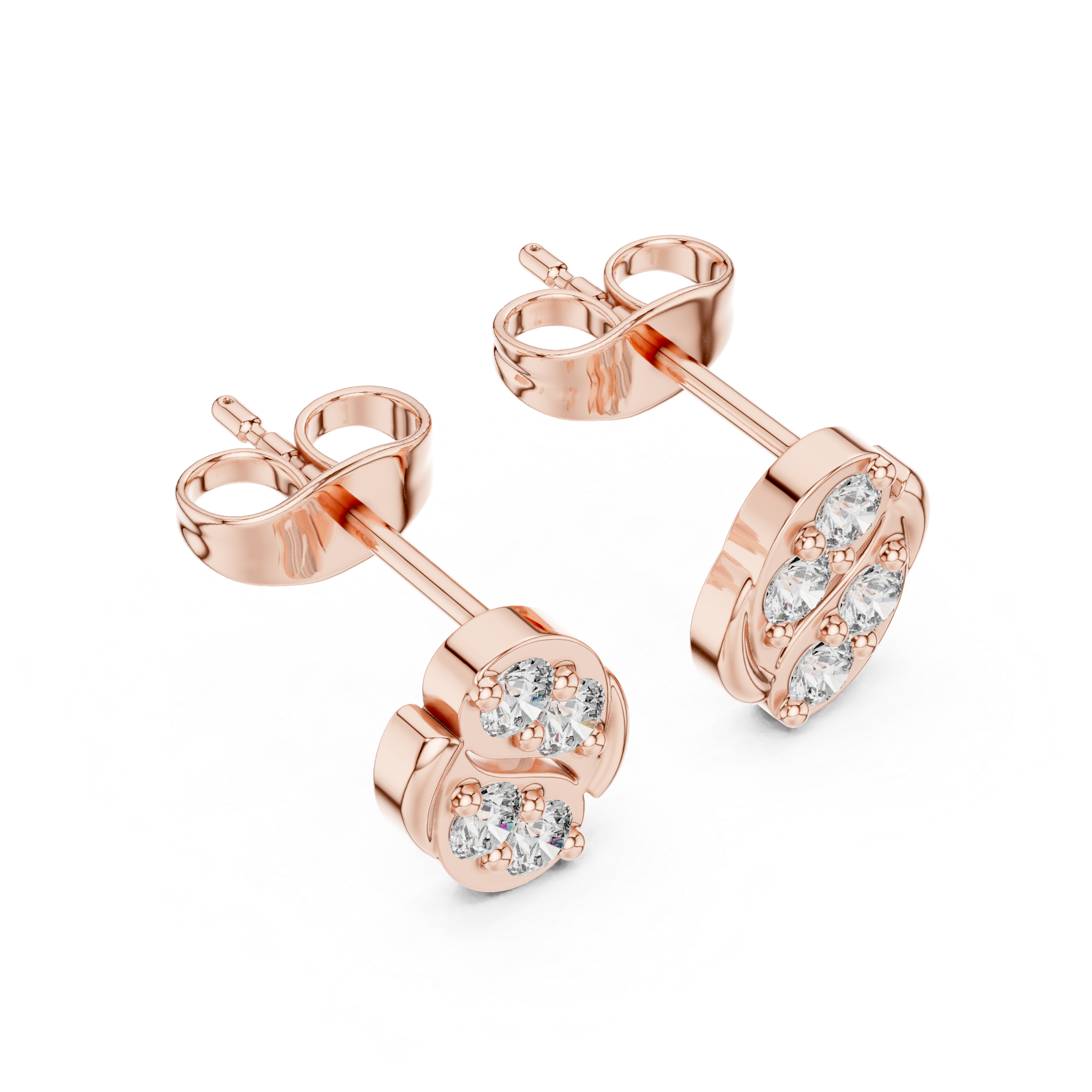 Abstract diamond cluster stud earrings.