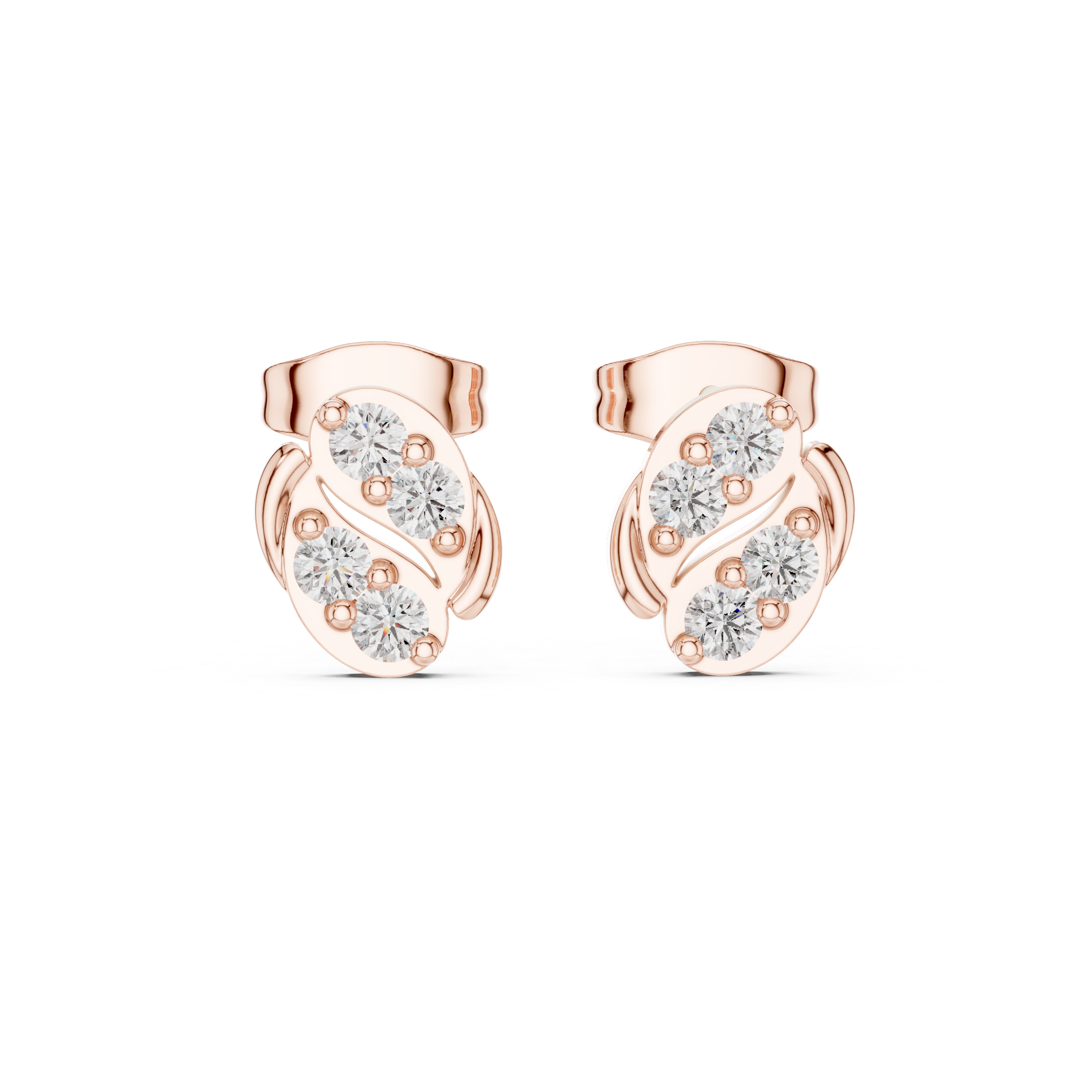 Abstract diamond cluster stud earrings.