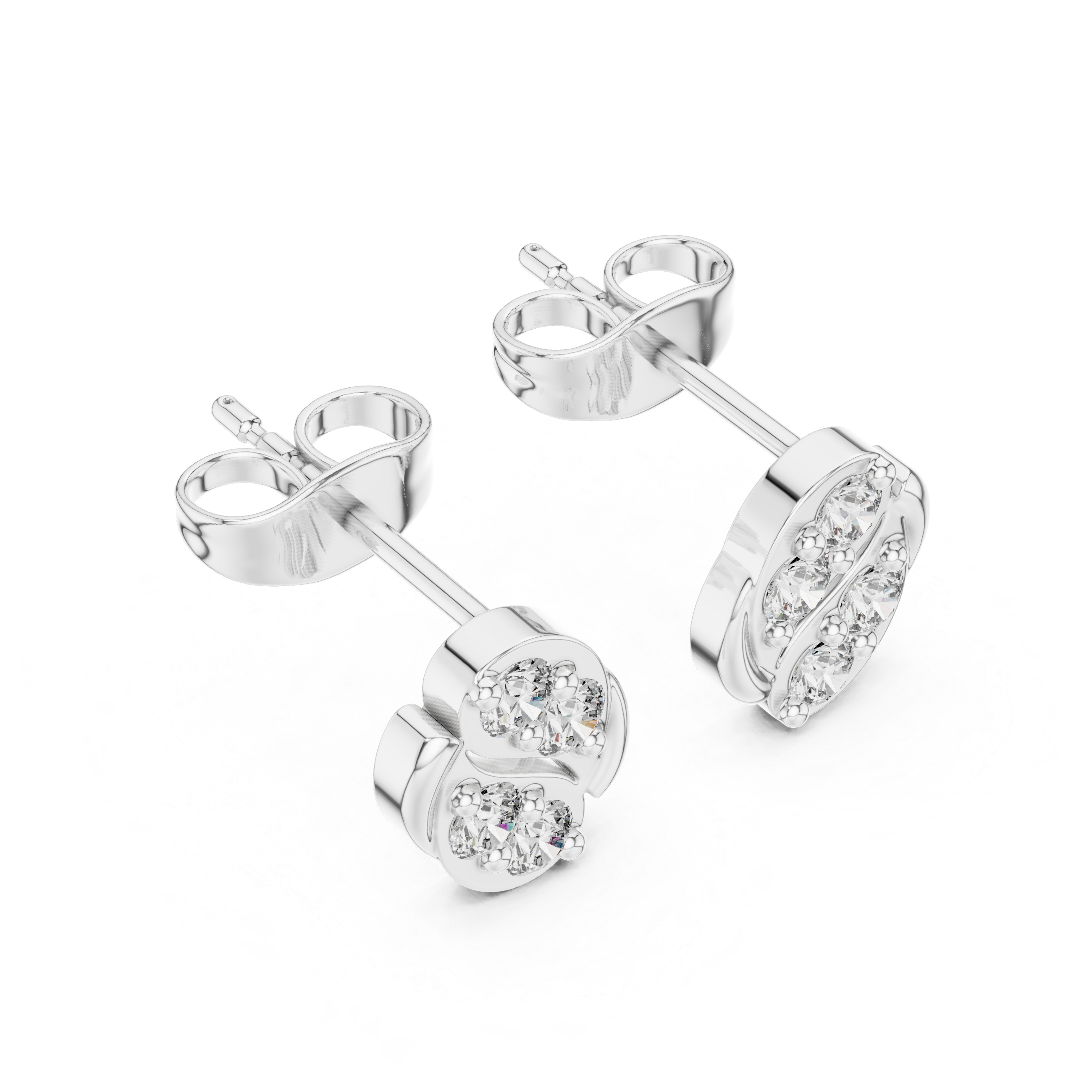 Abstract diamond cluster stud earrings.