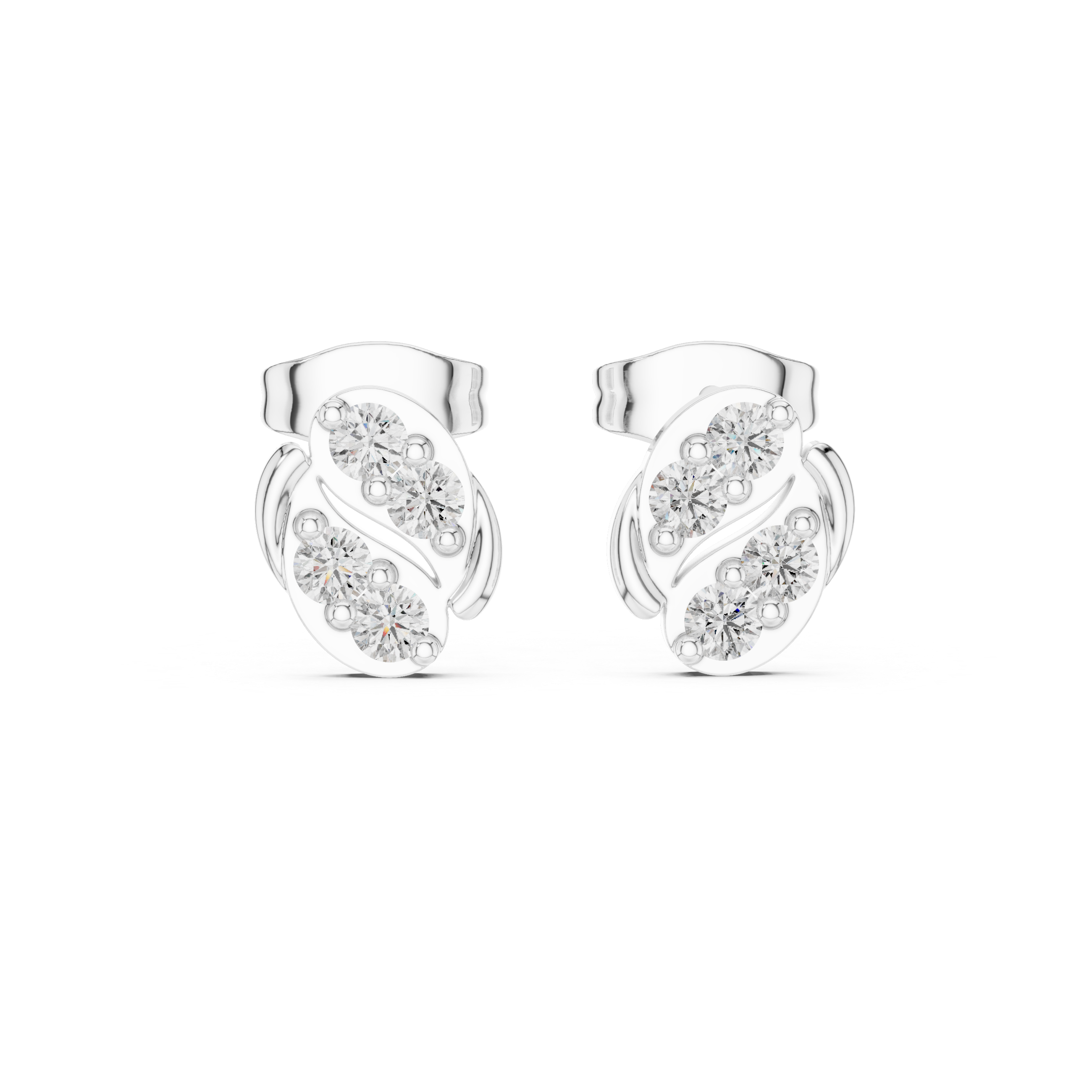 Abstract diamond cluster stud earrings.