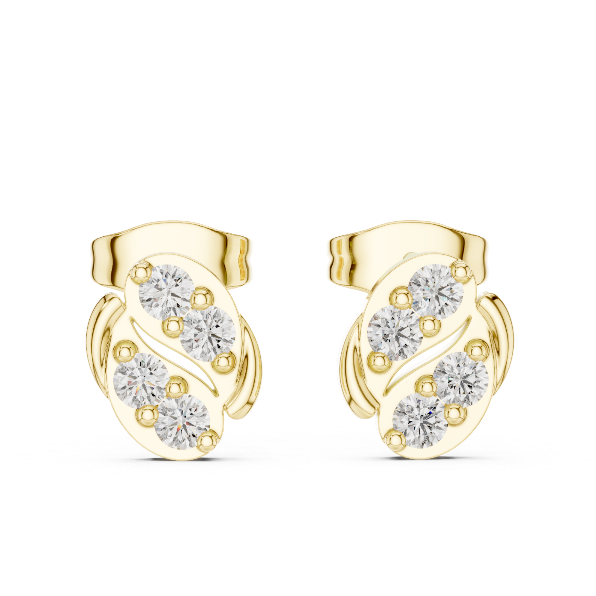 Abstract diamond cluster stud earrings.