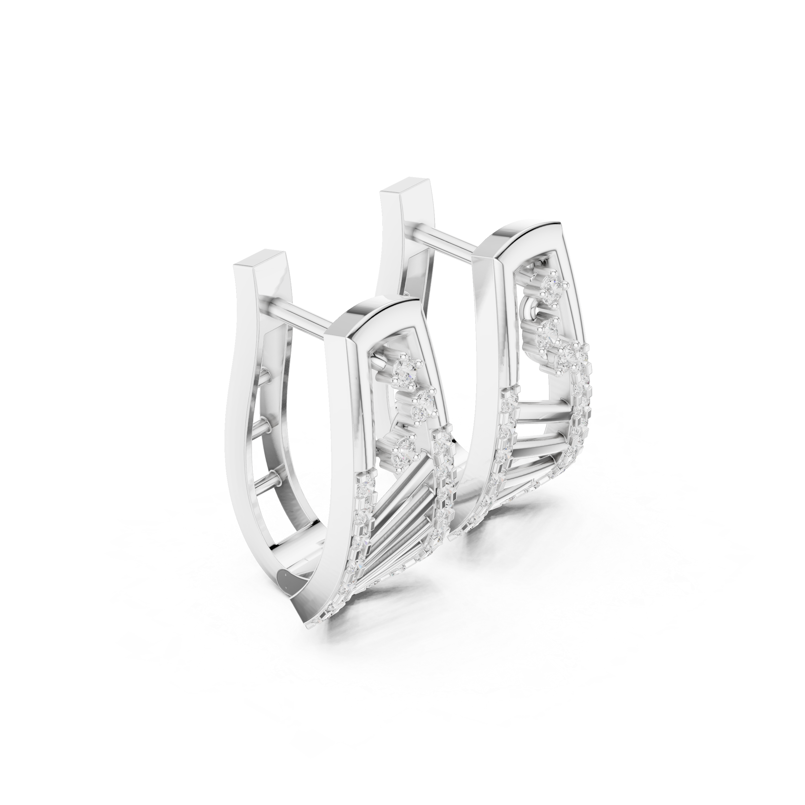 geometric design adorned with sparkling white stones.