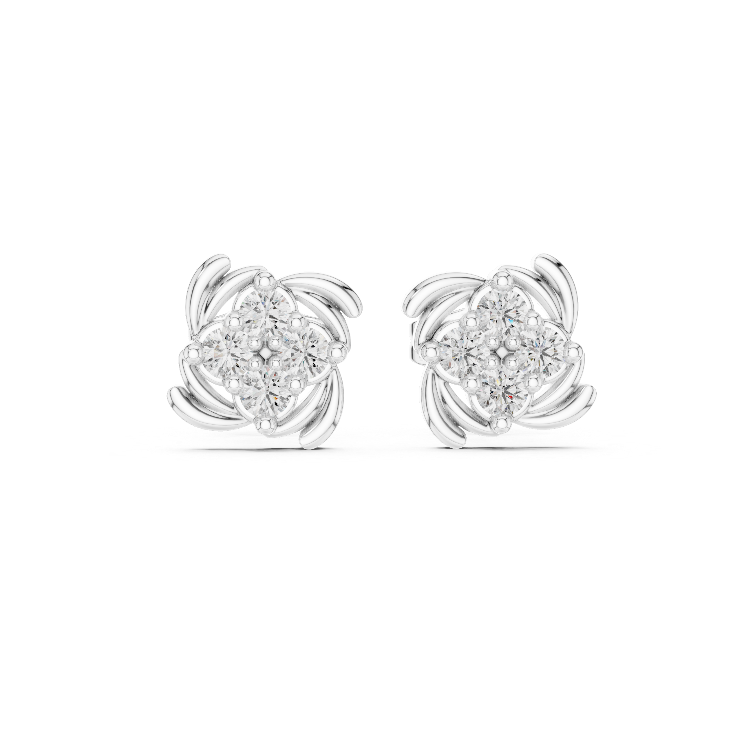 woven floral diamond stud earrings