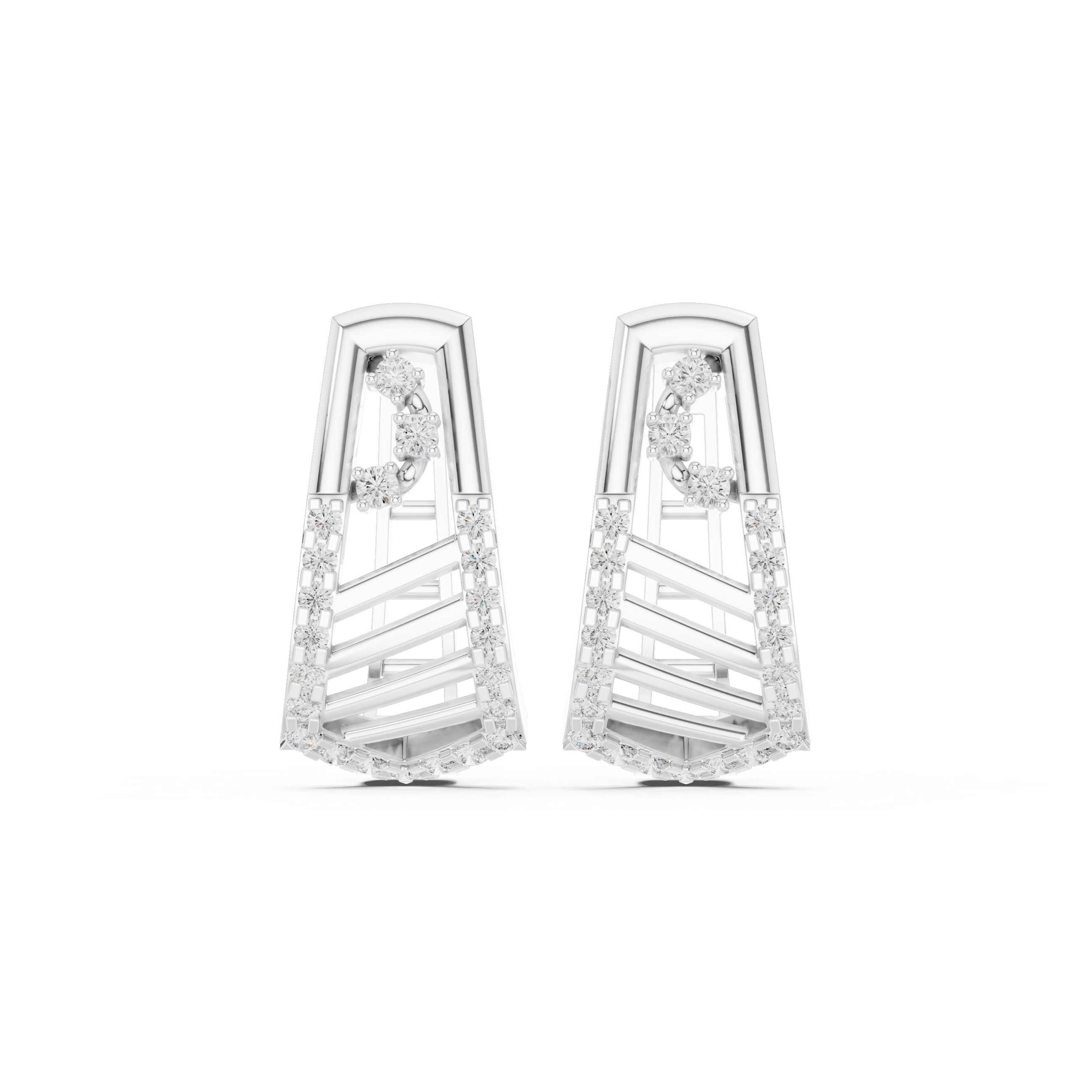 geometric design adorned with sparkling white stones.