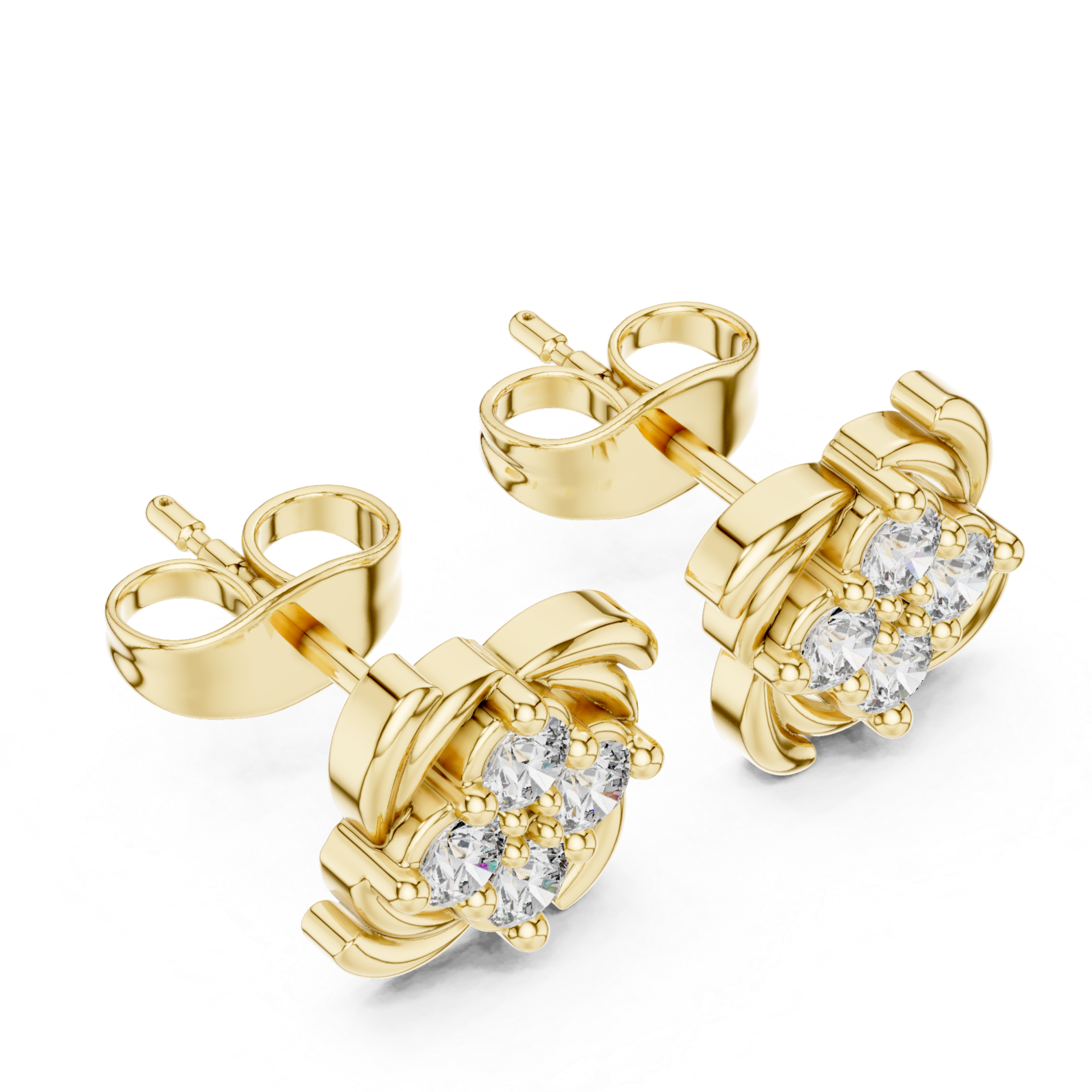 woven floral diamond stud earrings