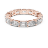 Alternating Oval and Emerald-Cut Diamond Eternity Band