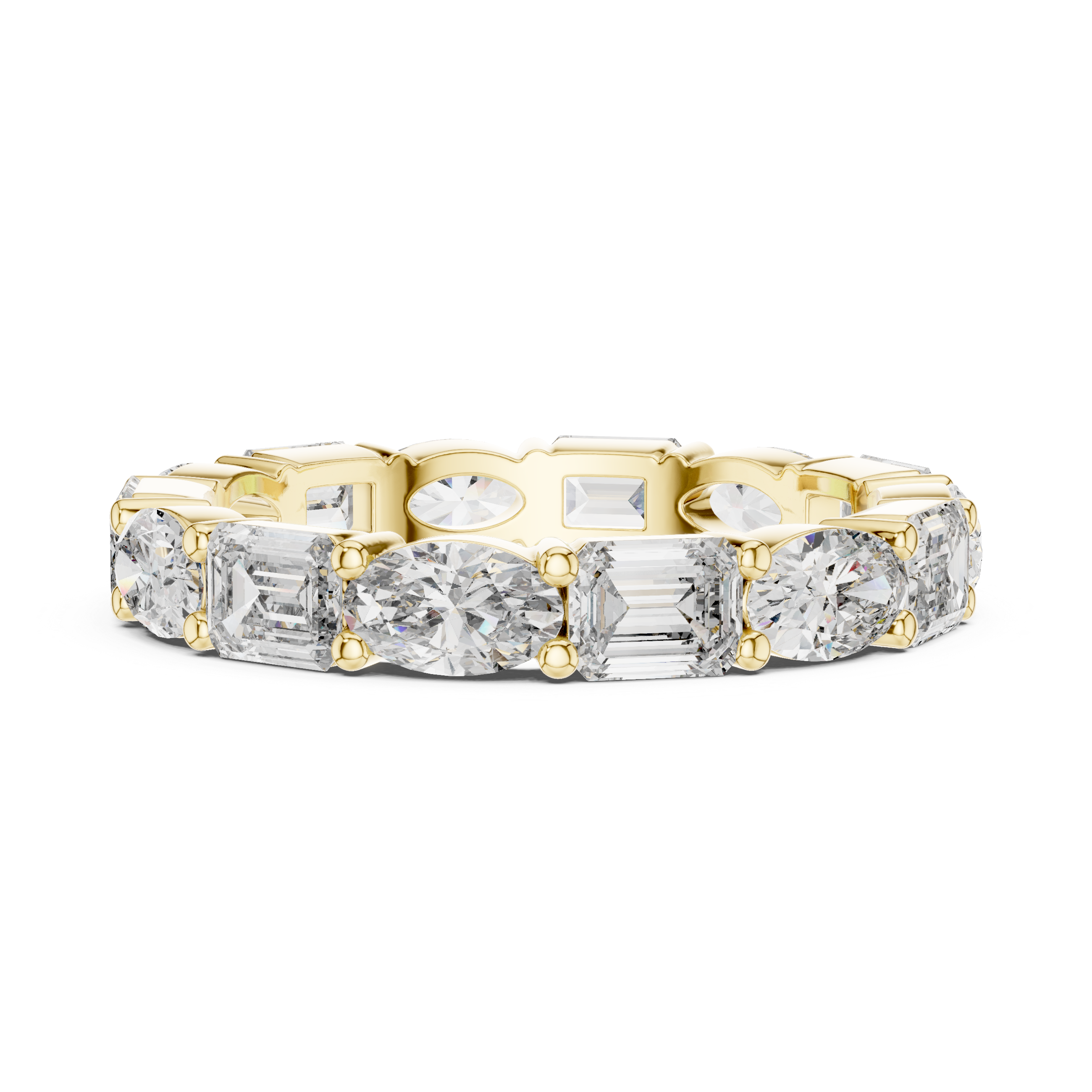 Alternating Oval and Emerald-Cut Diamond Eternity Band