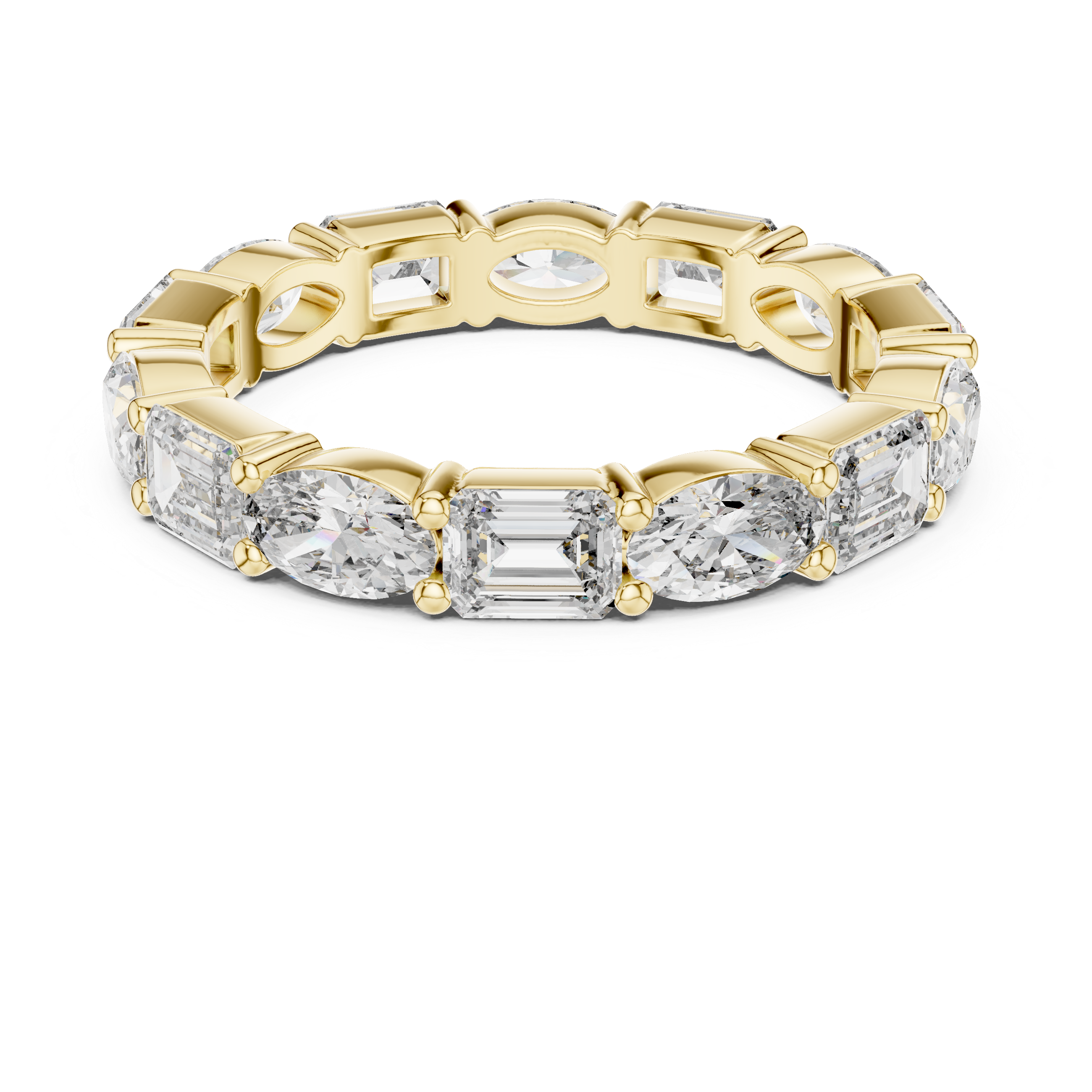 Alternating Oval and Emerald-Cut Diamond Eternity Band