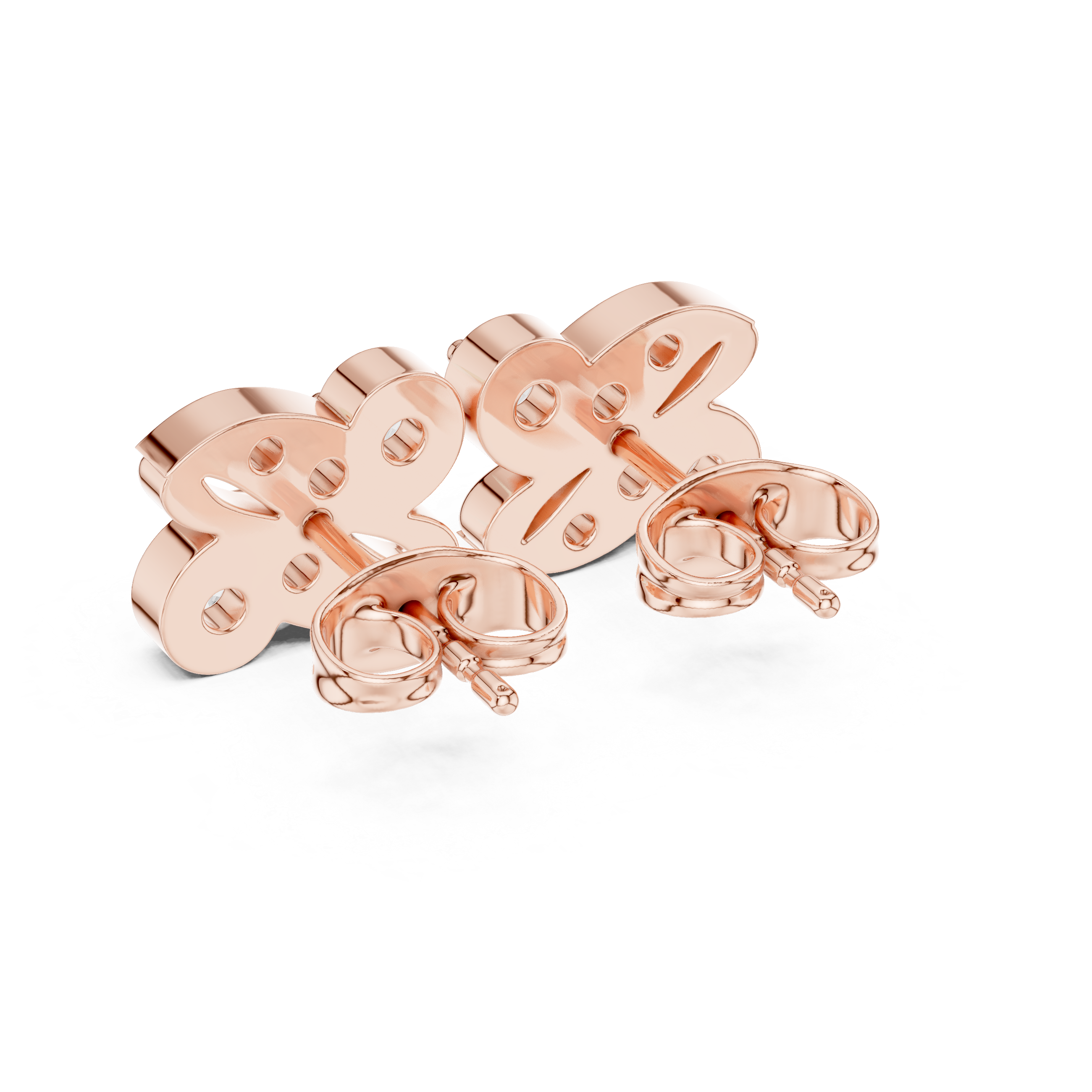 Double-row round diamond stud earrings.