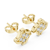 Wave-shaped diamond stud earrings.