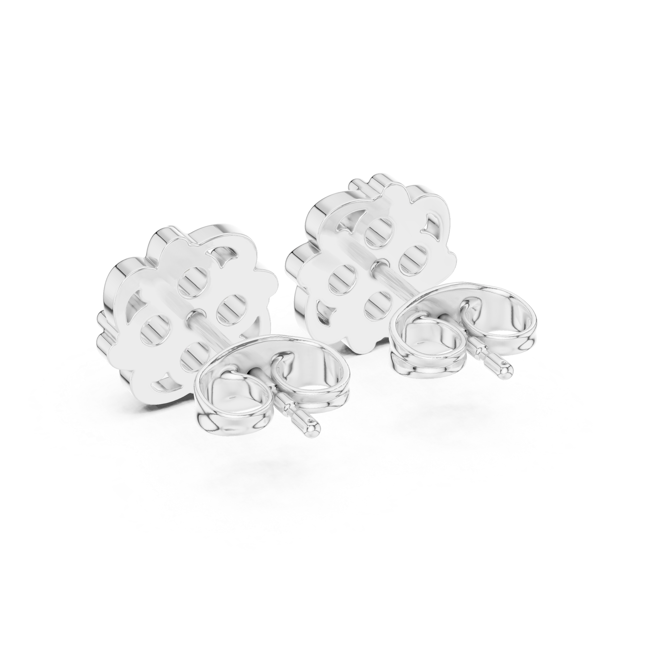 Ornate floral cluster diamond stud earrings.