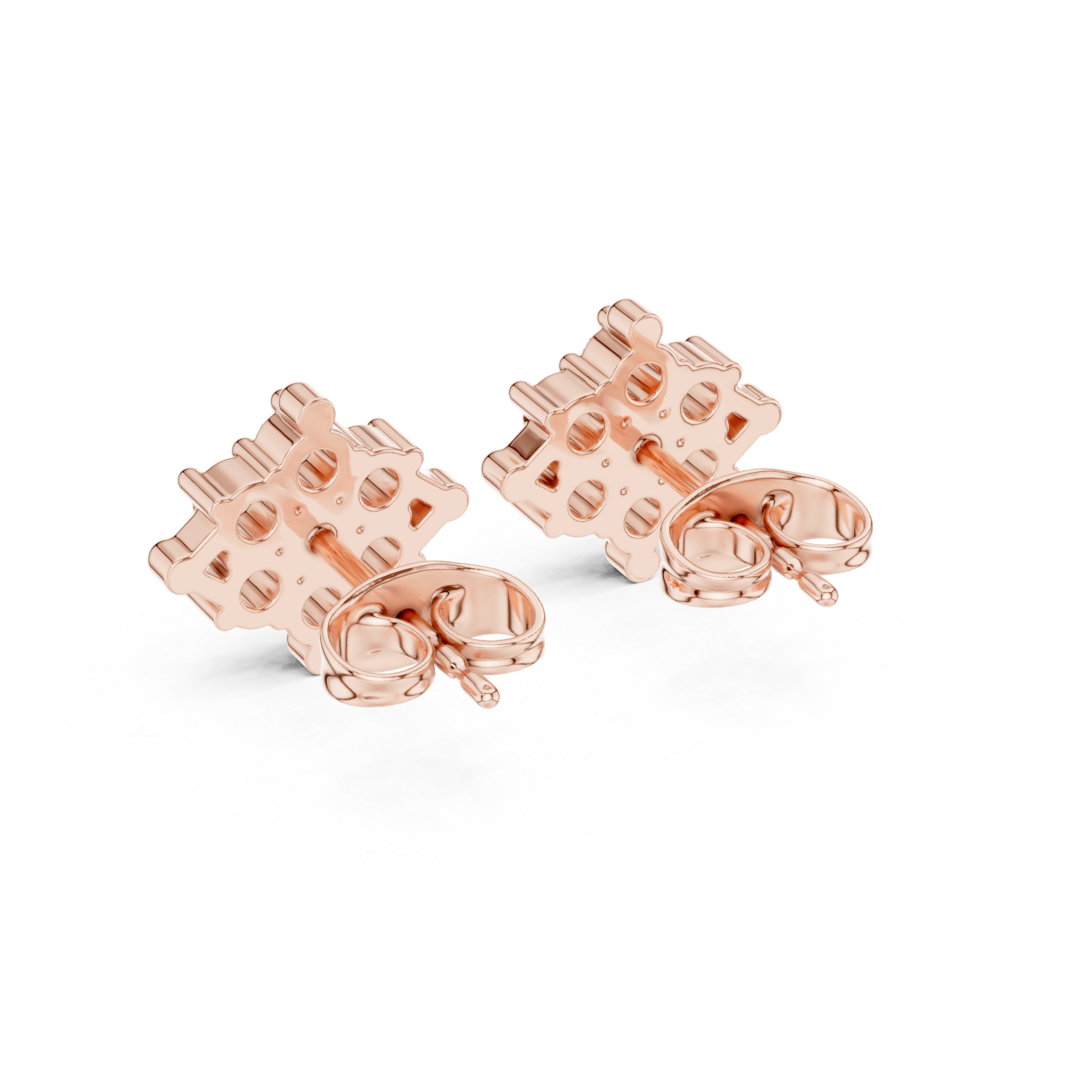 Geometric cluster diamond stud earrings.