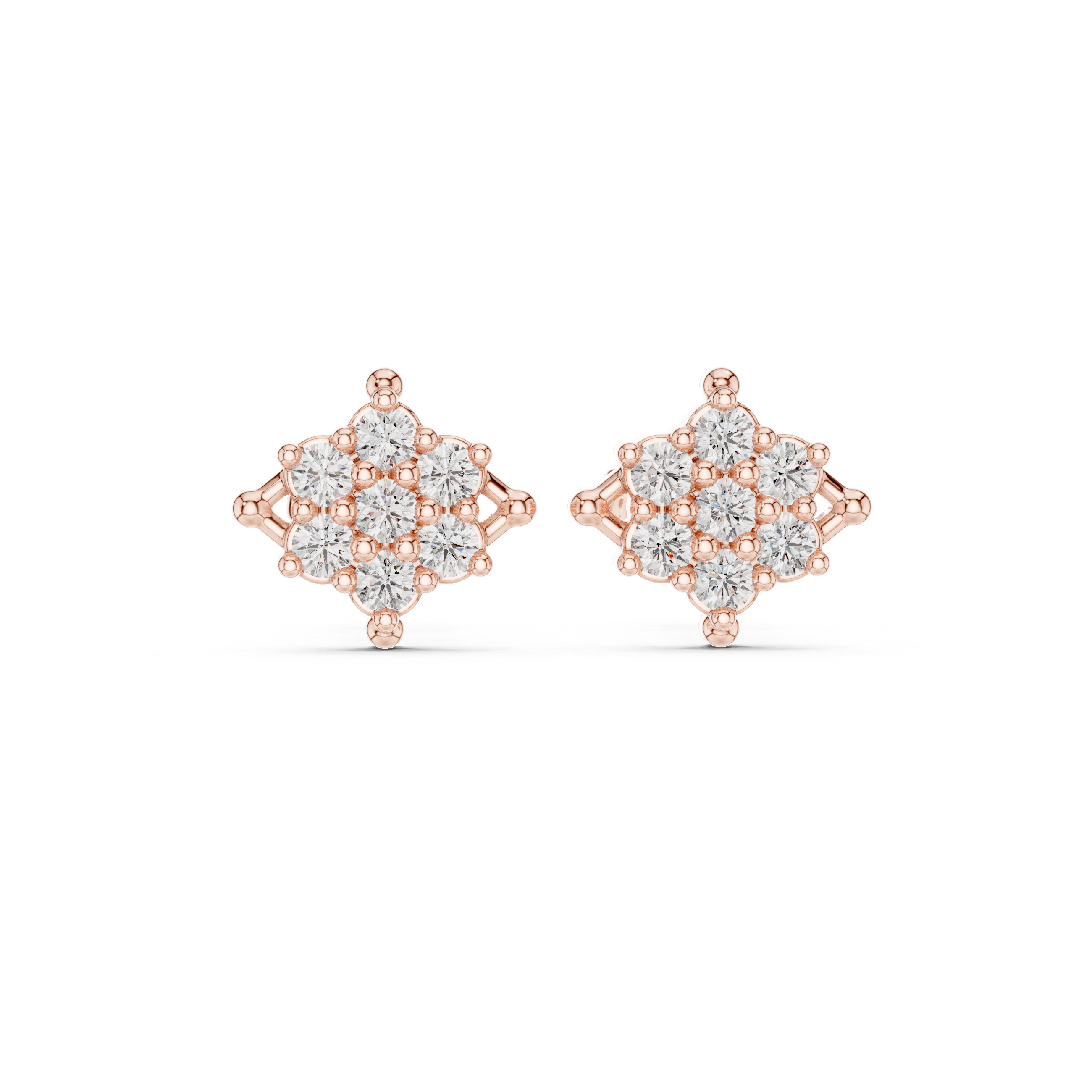Geometric cluster diamond stud earrings.