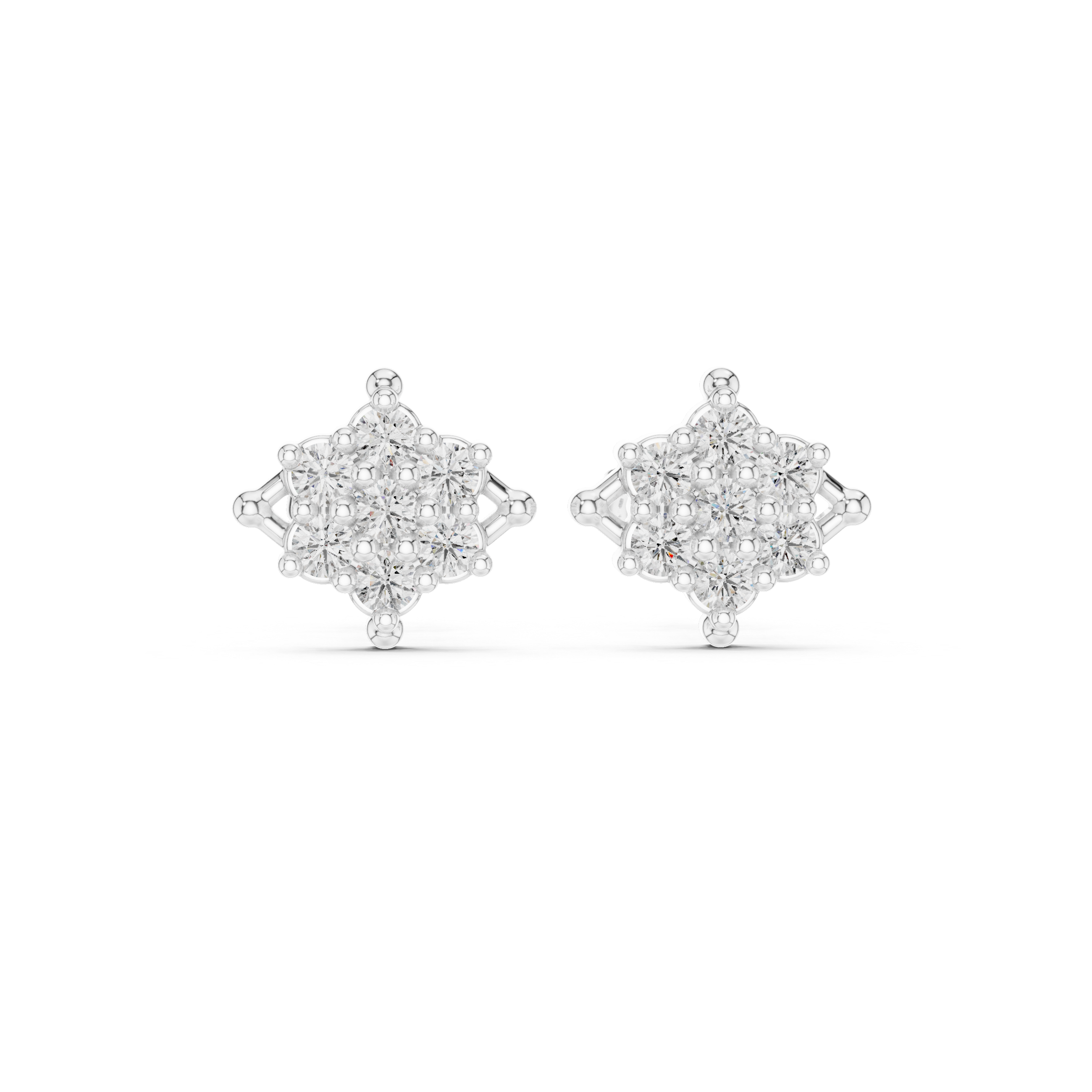 Geometric cluster diamond stud earrings.