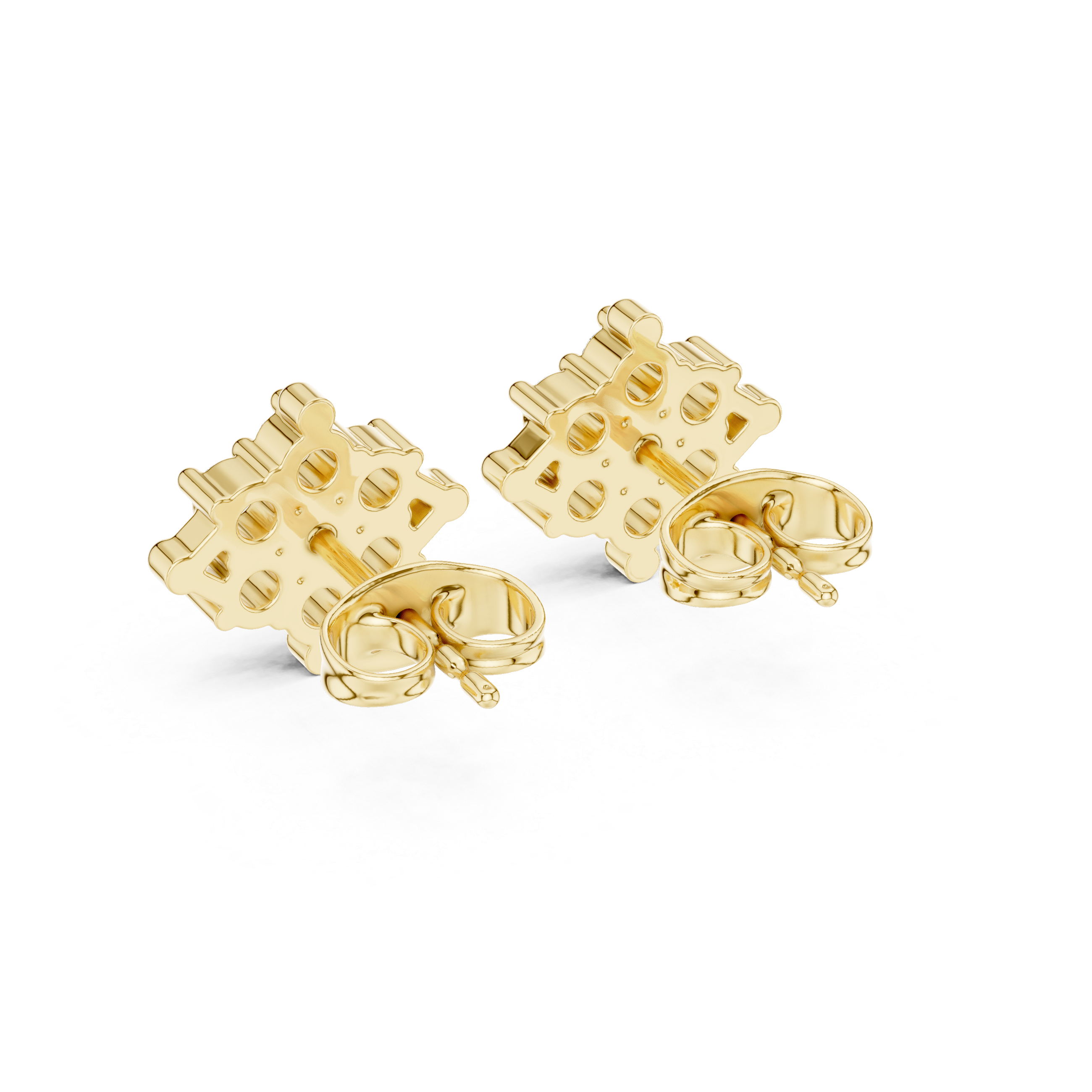 Geometric cluster diamond stud earrings.