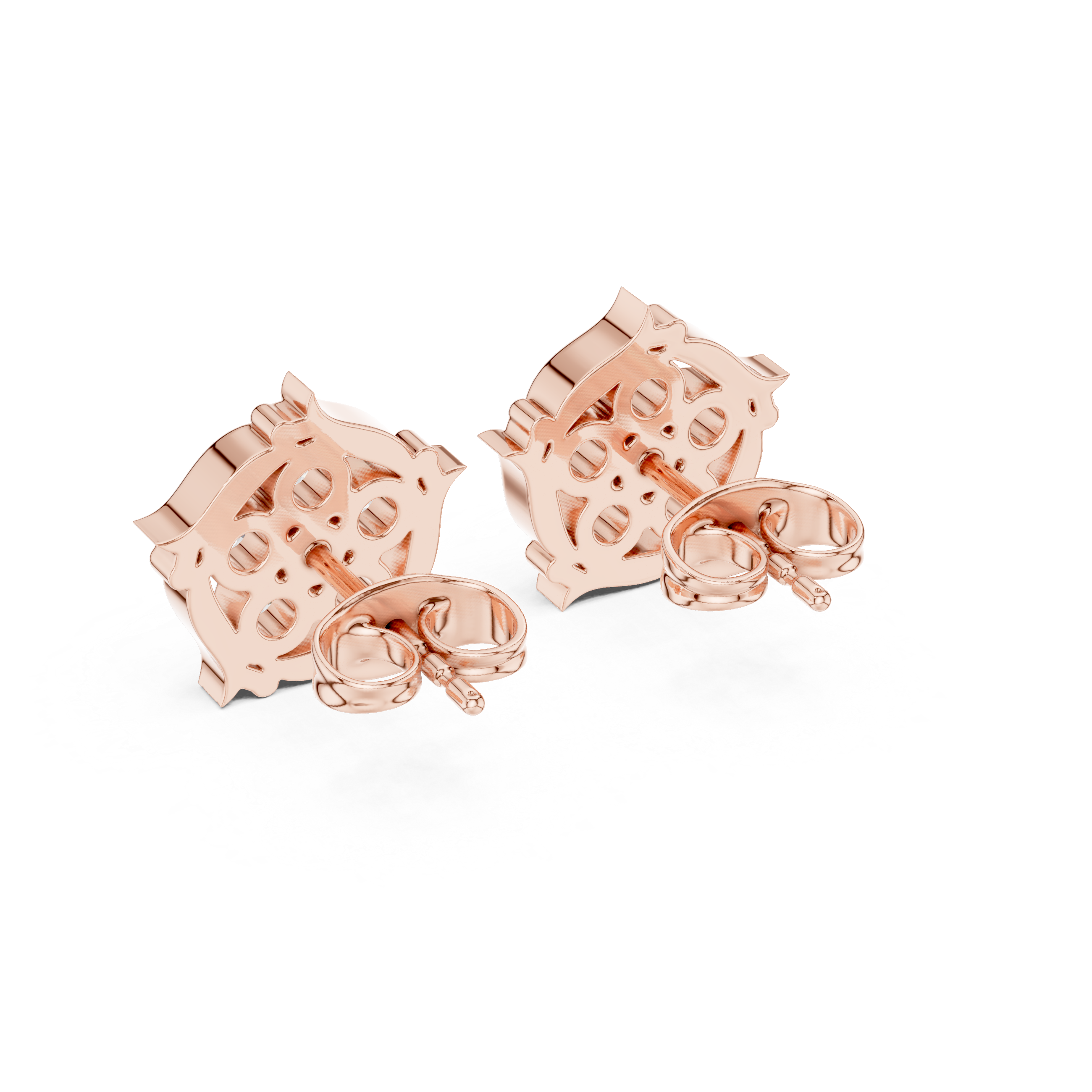 Vintage-inspired floral diamond stud earrings.