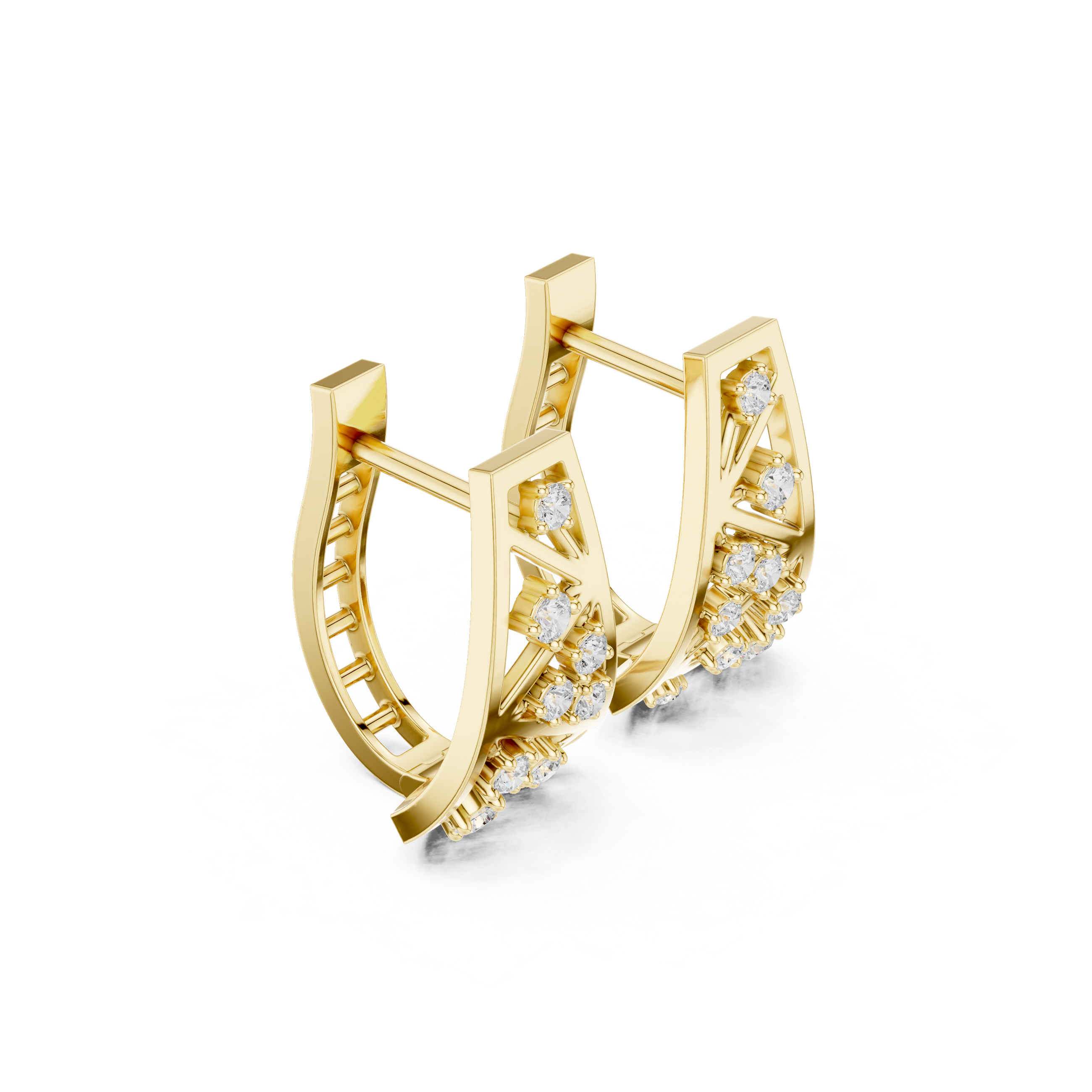 Diagonal rows of sparkling round-cut diamonds.