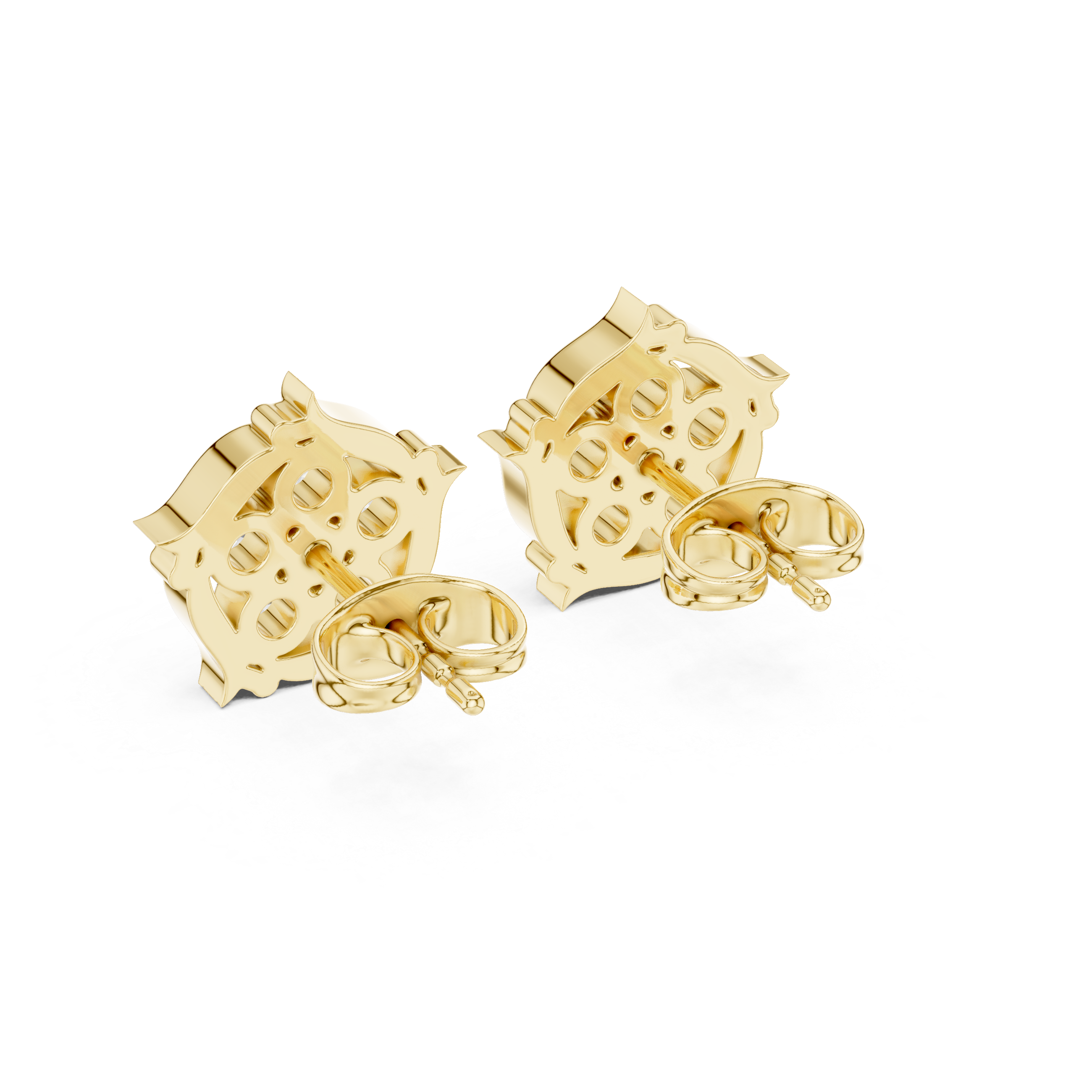 Vintage-inspired floral diamond stud earrings.