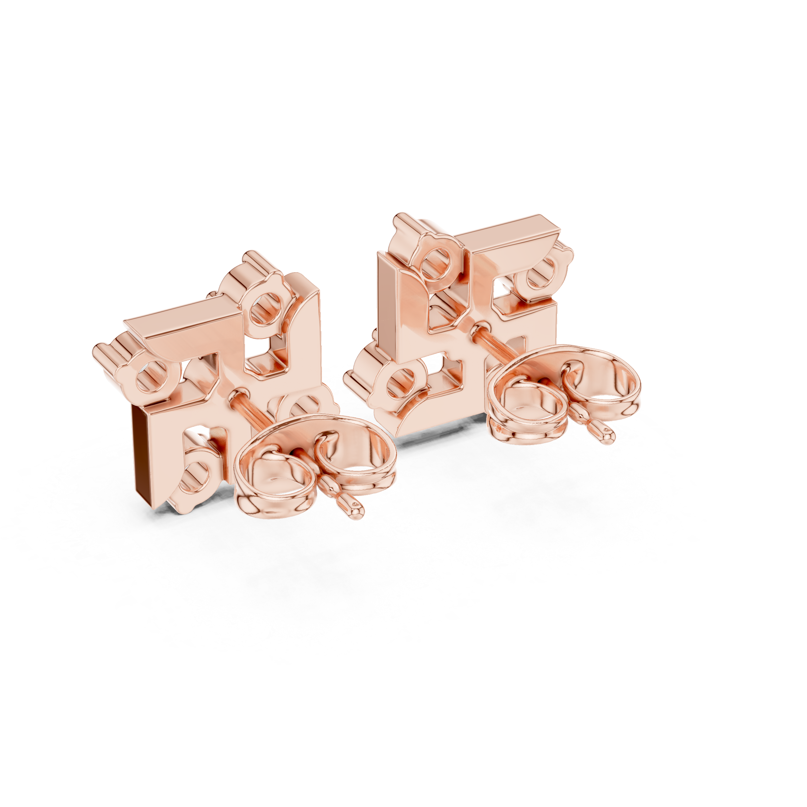 Grid-style diamond cluster stud earrings