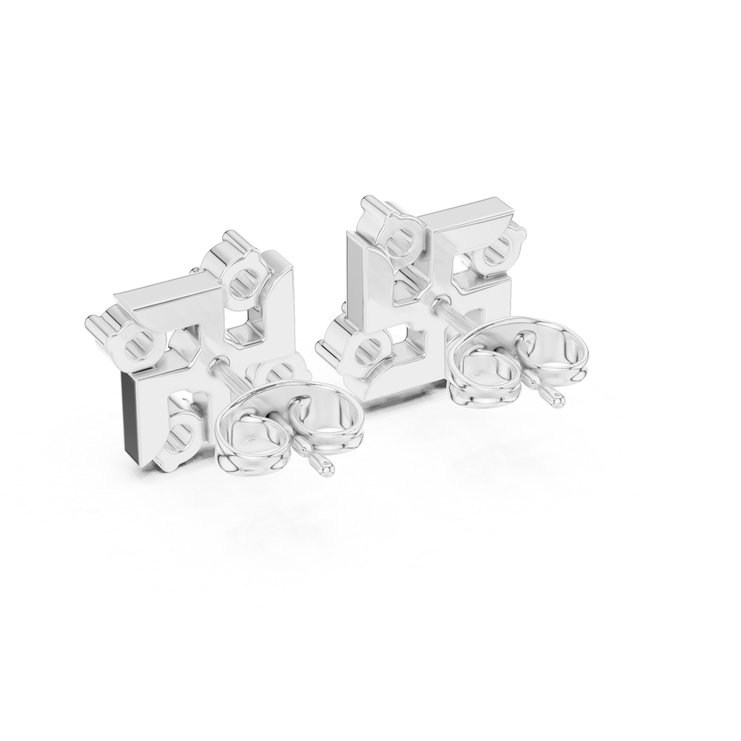 Grid-style diamond cluster stud earrings
