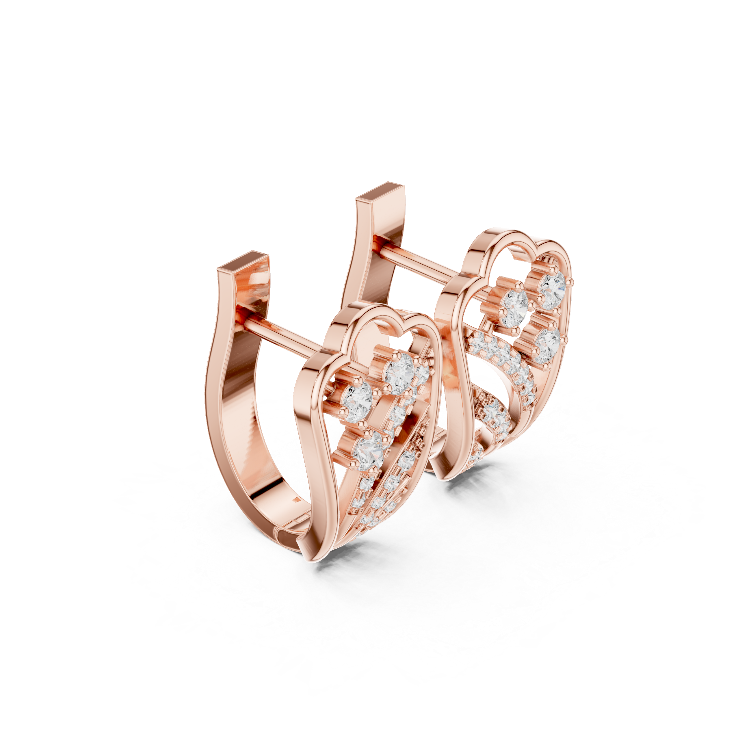 earrings with sweeping diamond accents and floral clusters.