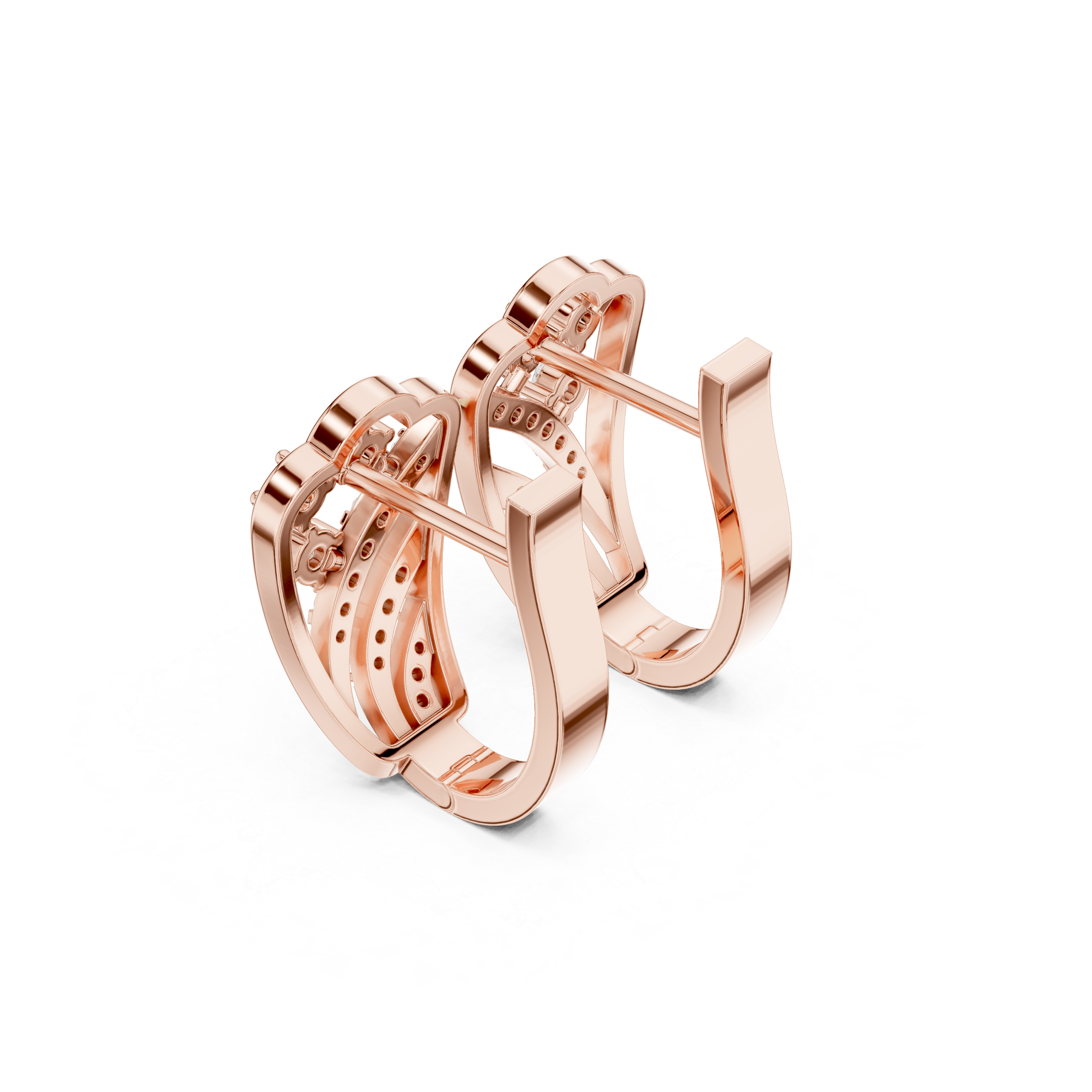 earrings with sweeping diamond accents and floral clusters.