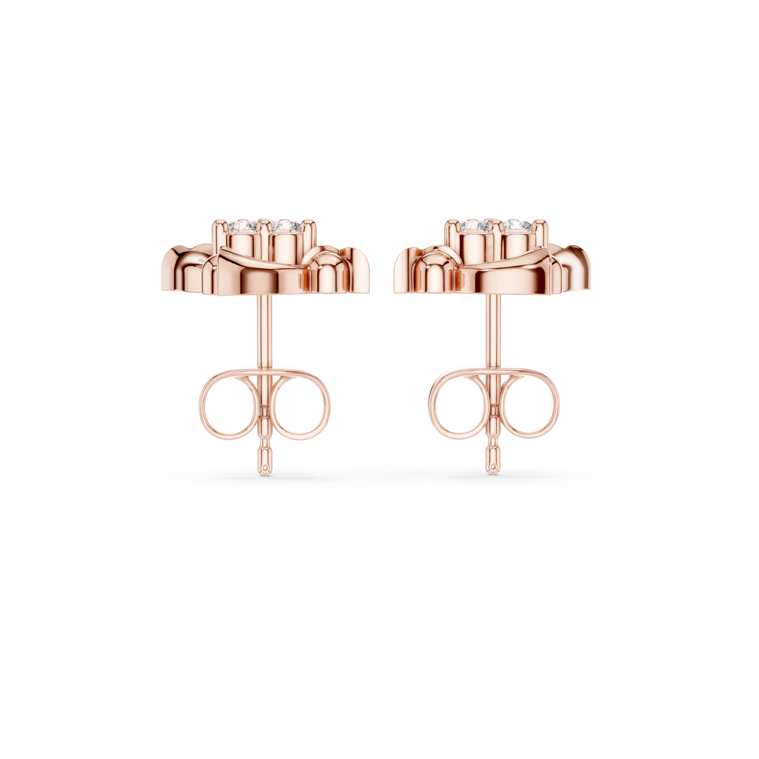 Swirl design diamond cluster stud earrings.