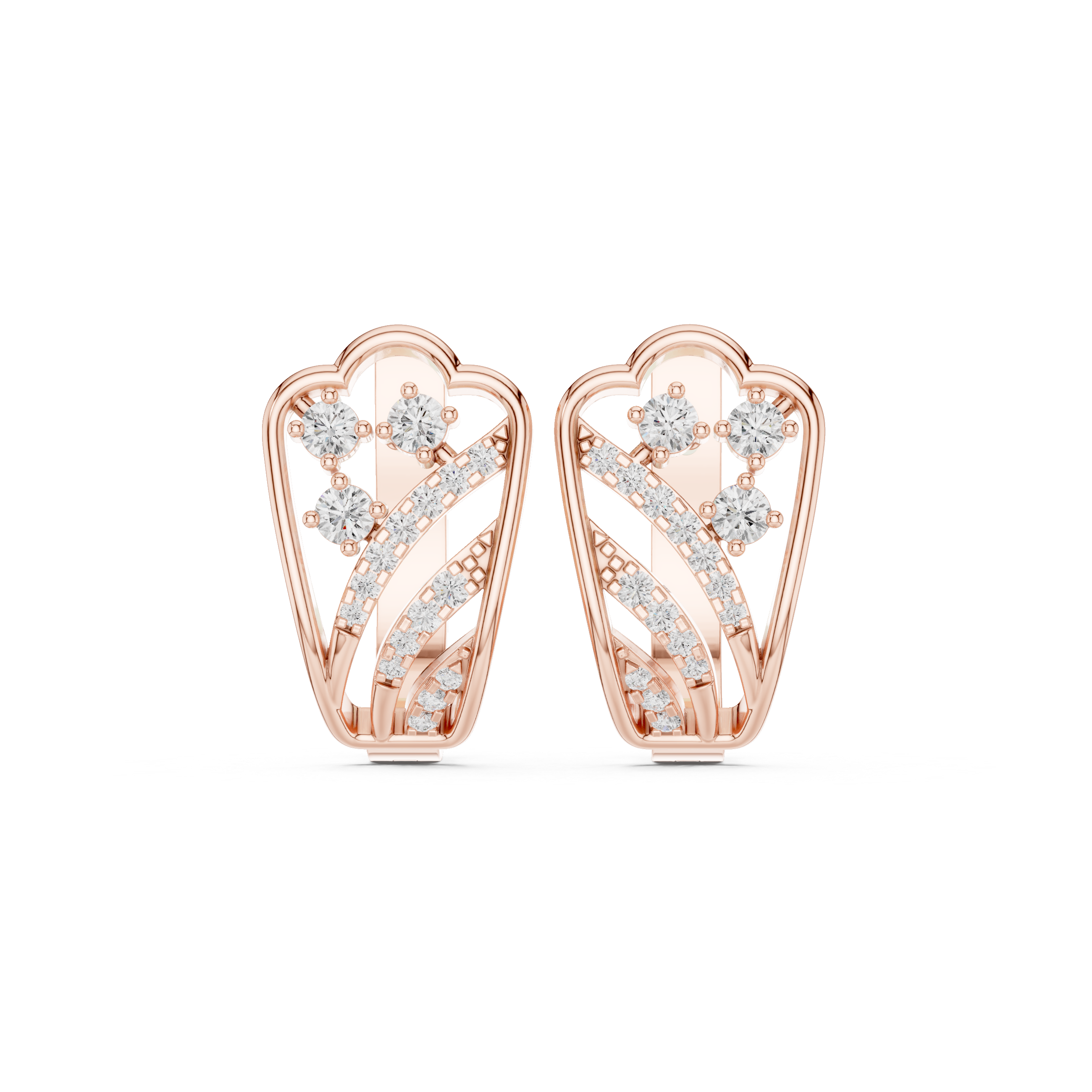 earrings with sweeping diamond accents and floral clusters.