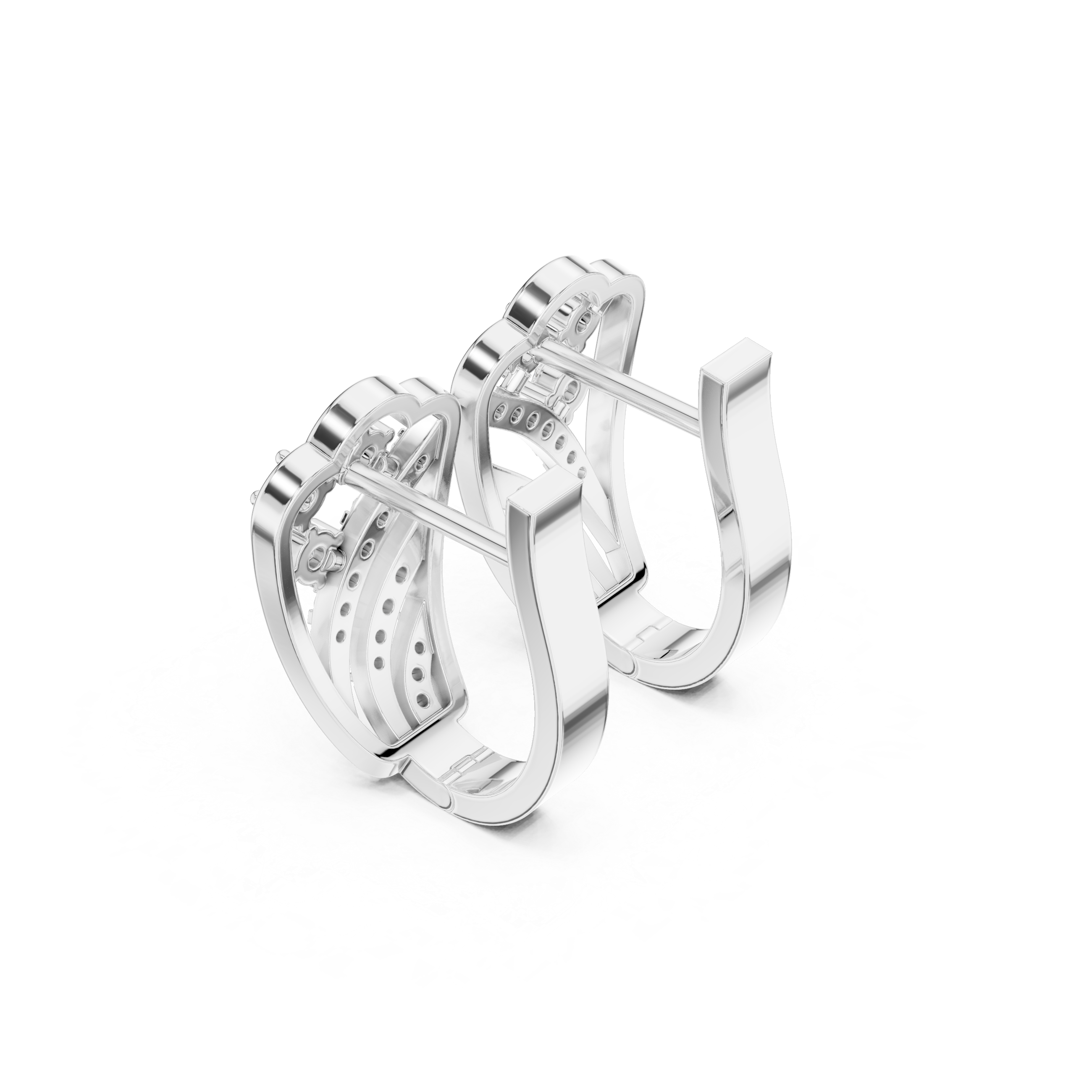 earrings with sweeping diamond accents and floral clusters.