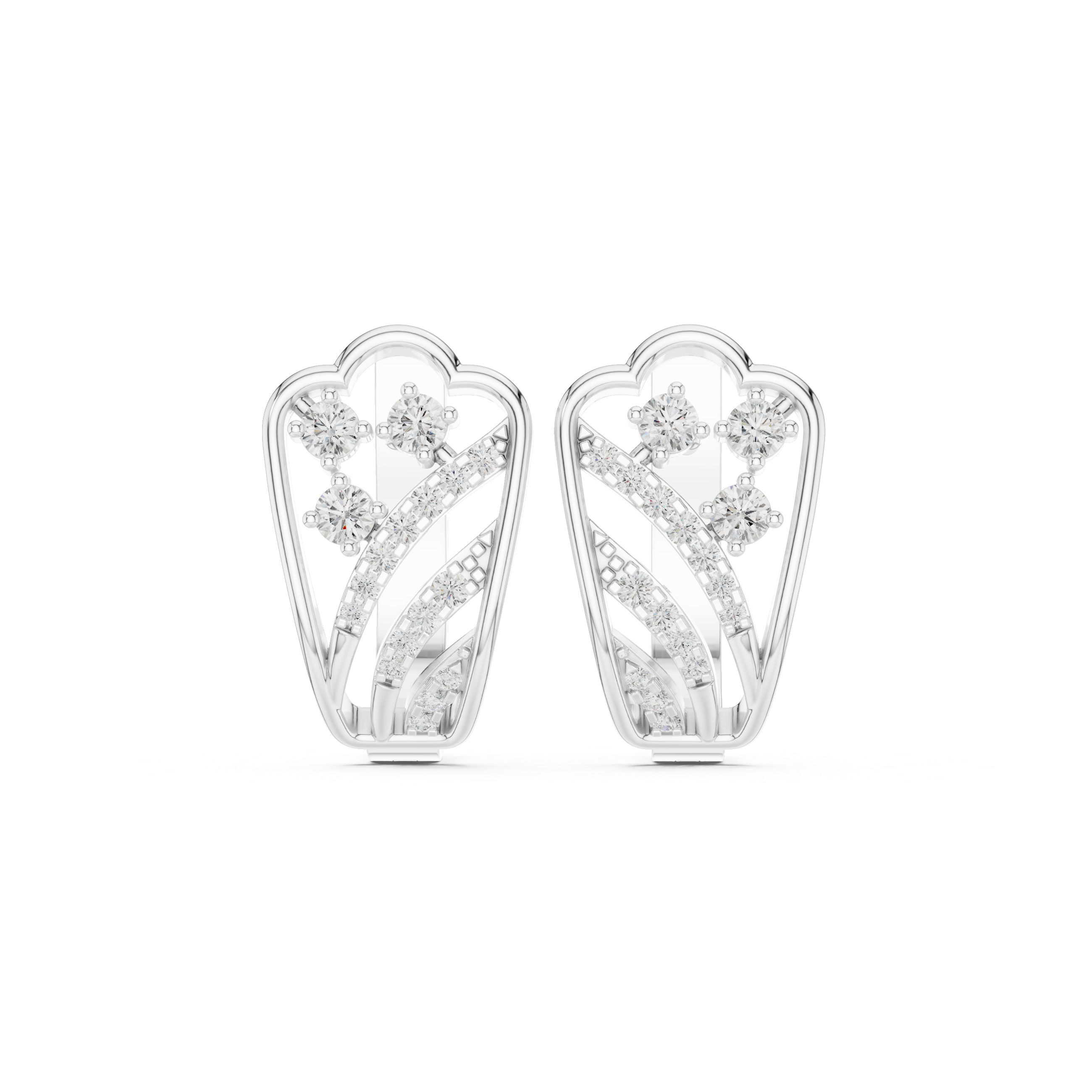 earrings with sweeping diamond accents and floral clusters.