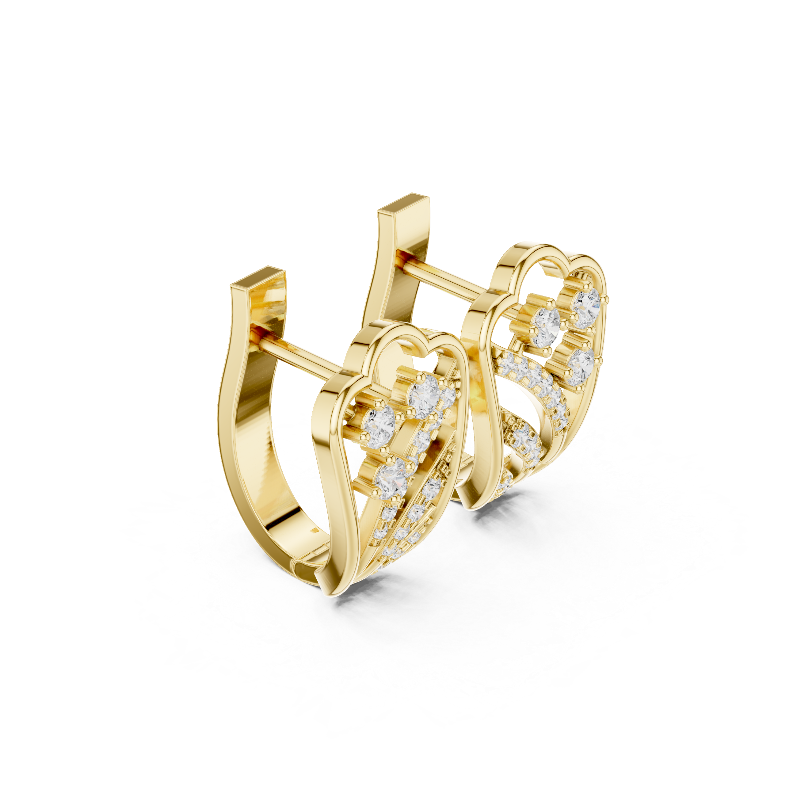 earrings with sweeping diamond accents and floral clusters.