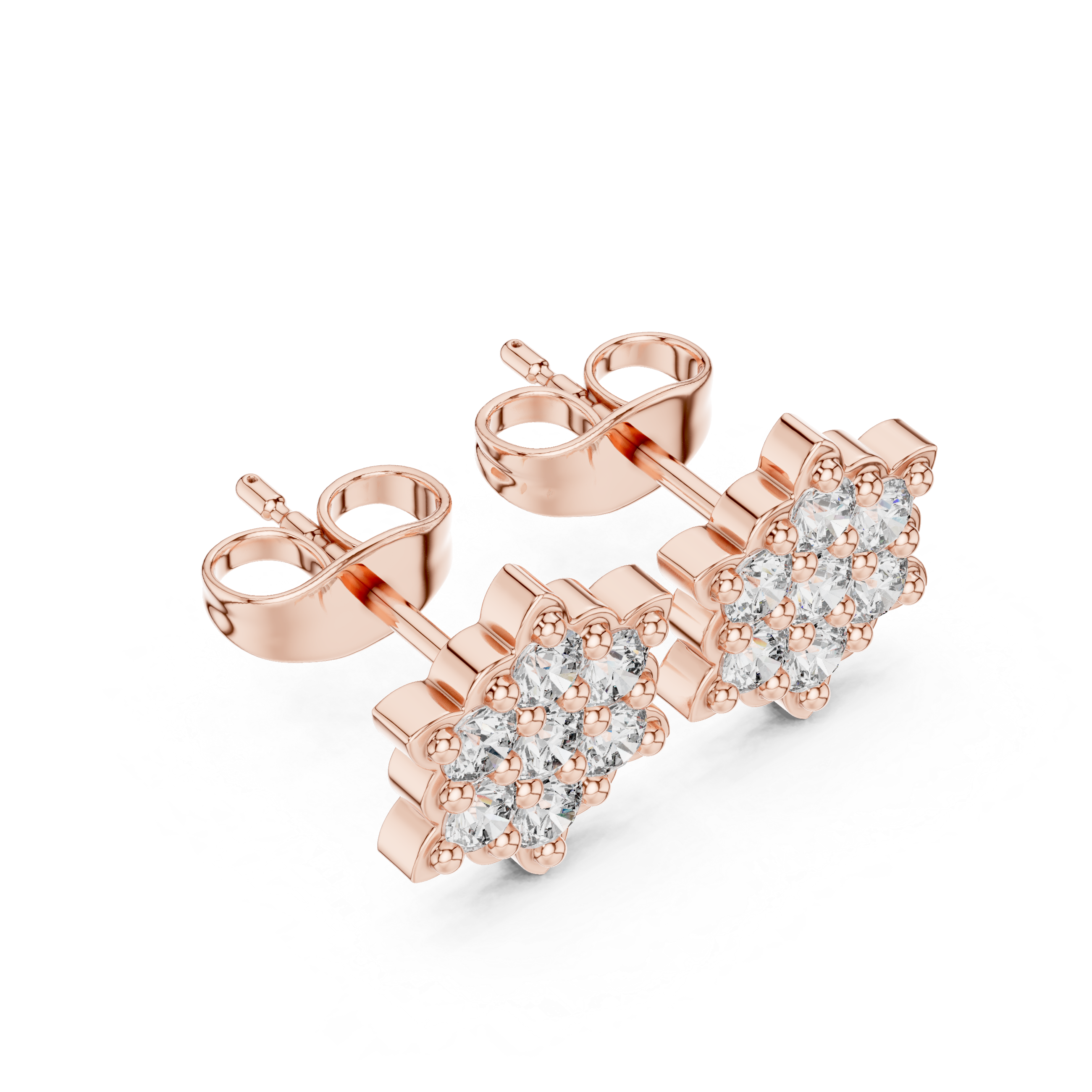 Multi-diamond cluster stud earrings.