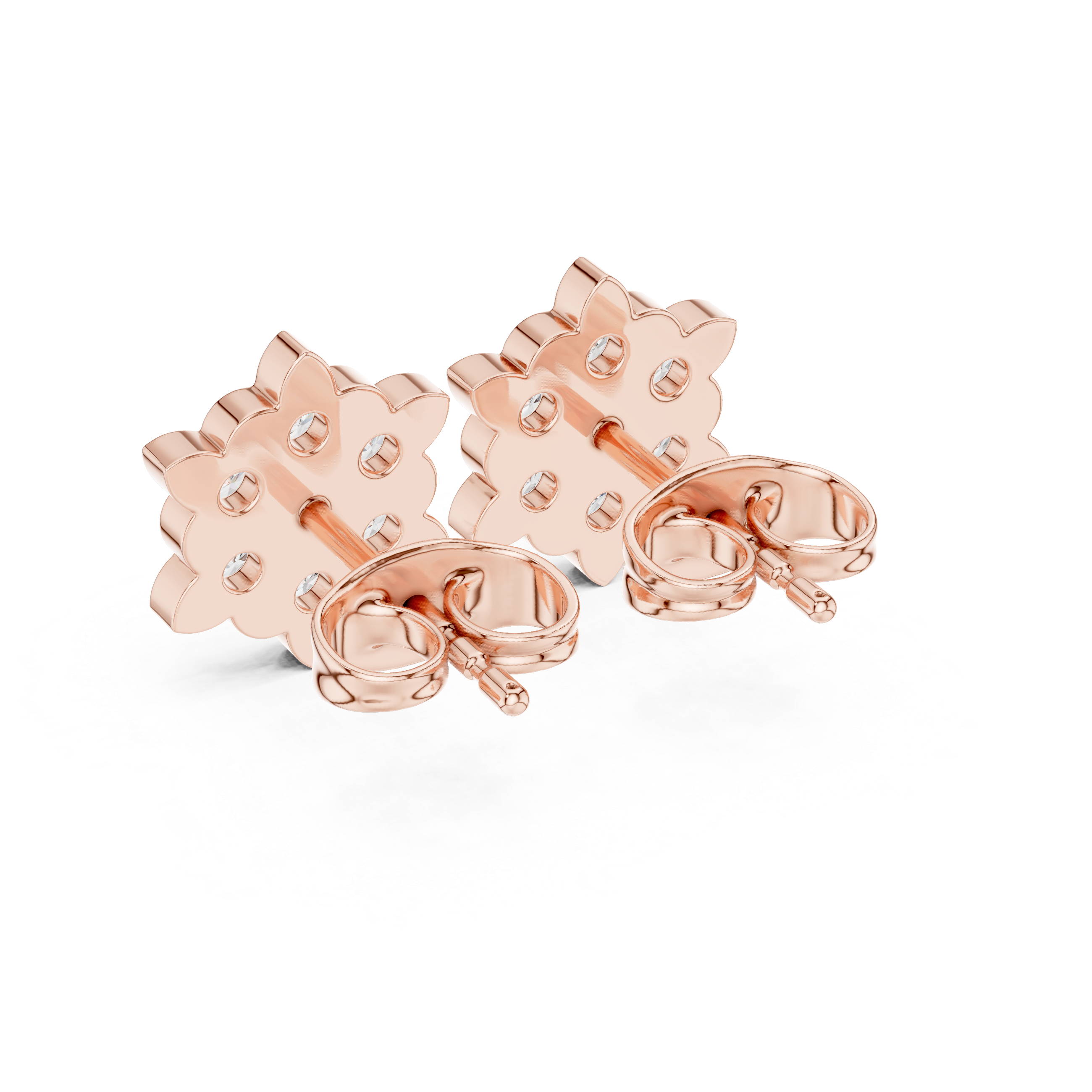 Multi-diamond cluster stud earrings.