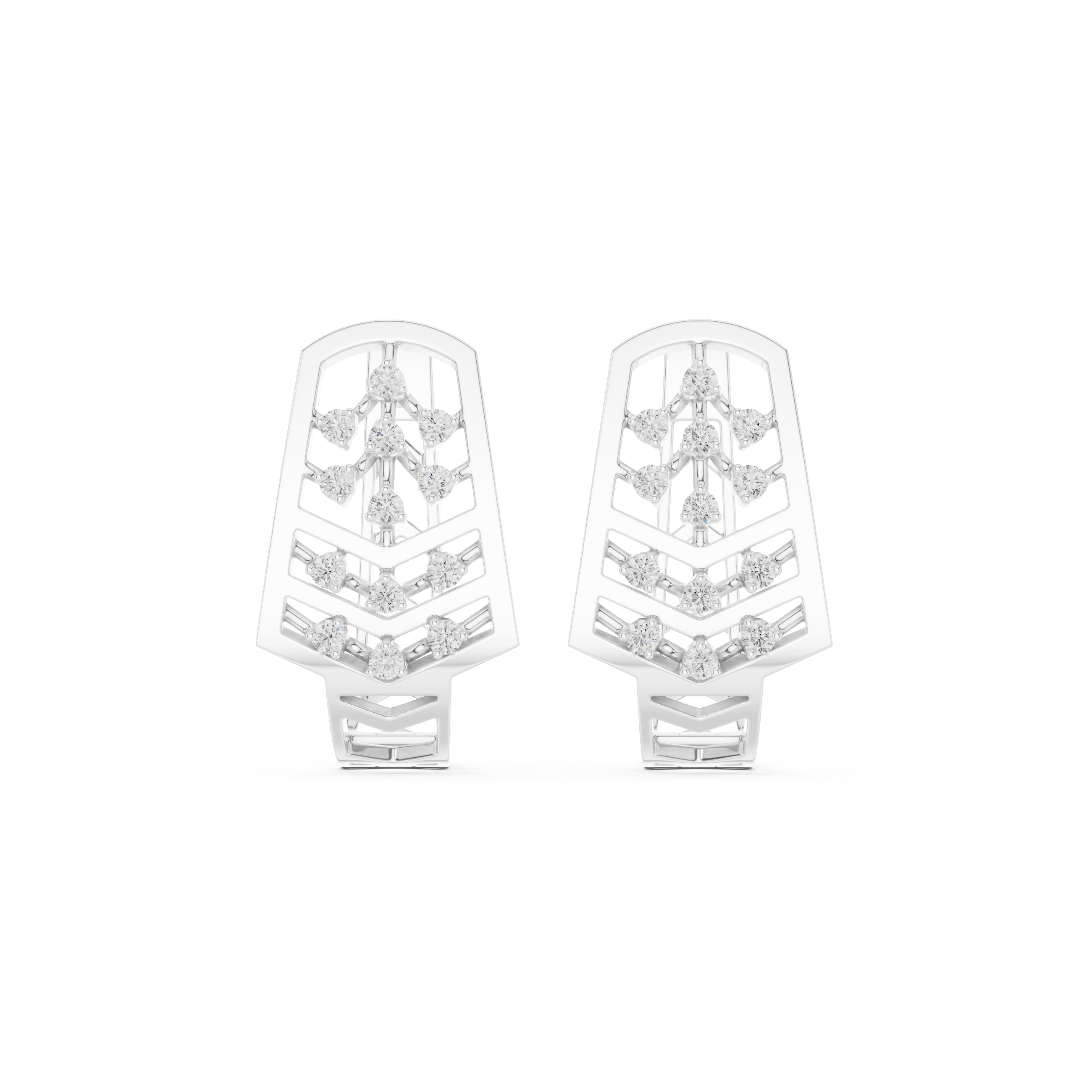 chevron-cutouts and cascading diamond clusters.