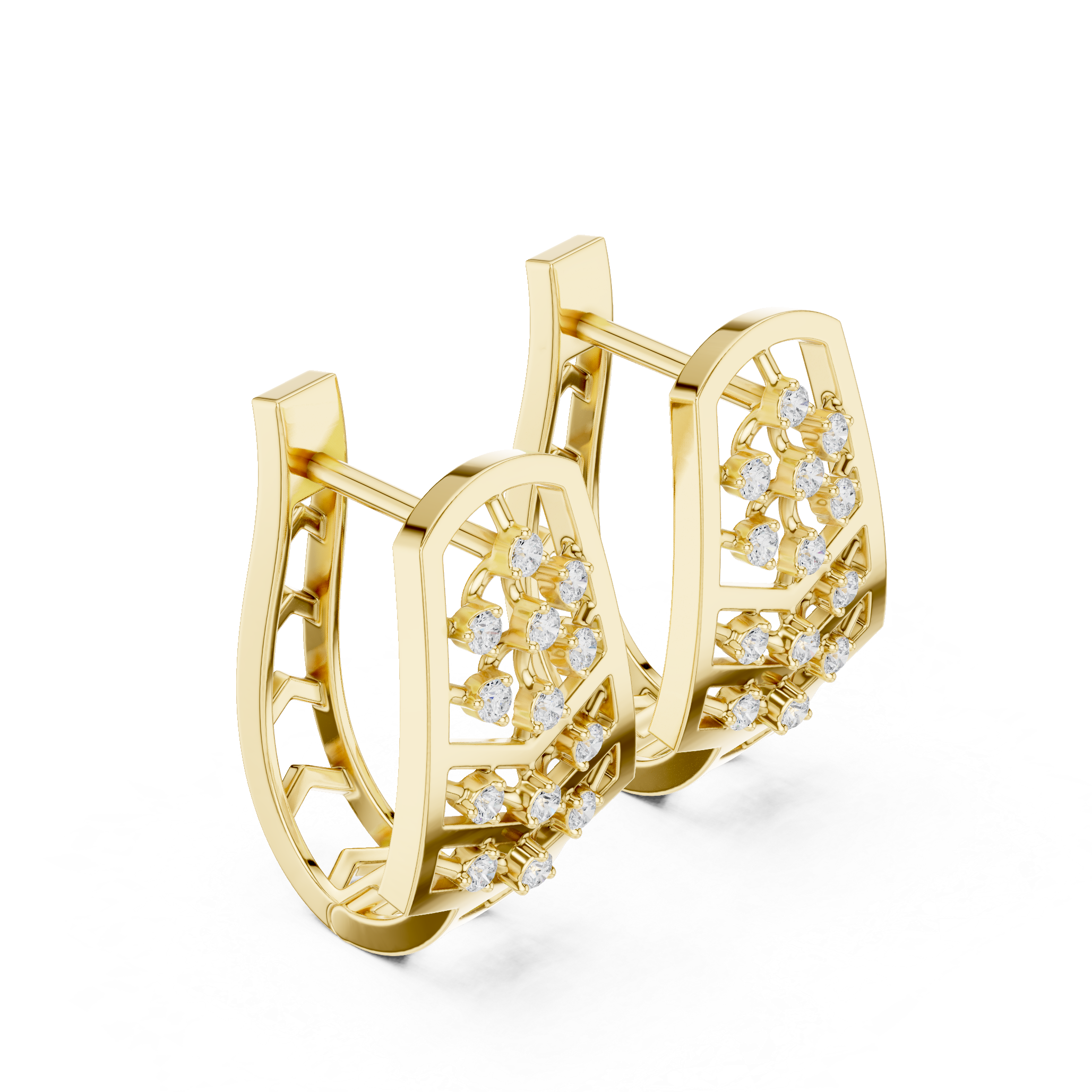 chevron-cutouts and cascading diamond clusters.