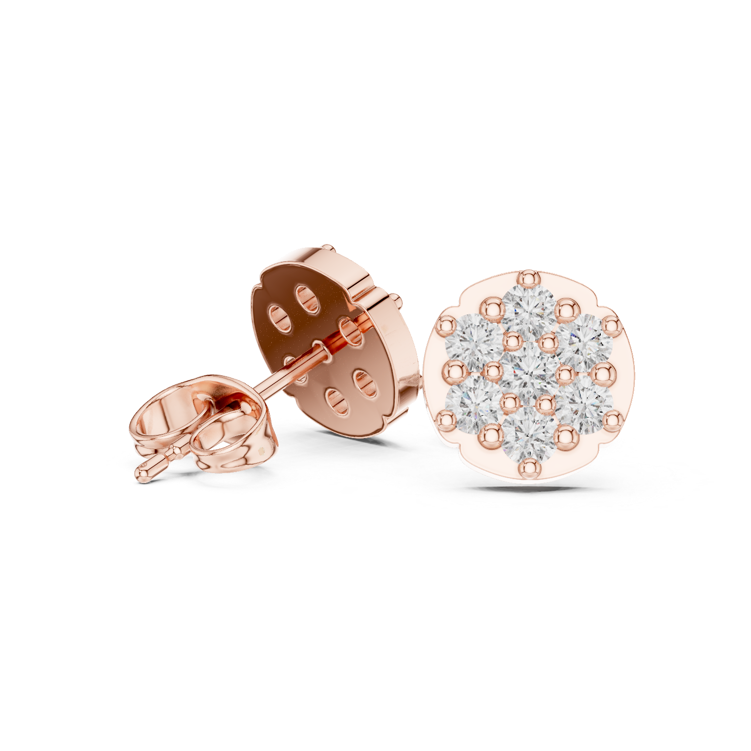 clustered round diamonds in a floral design.