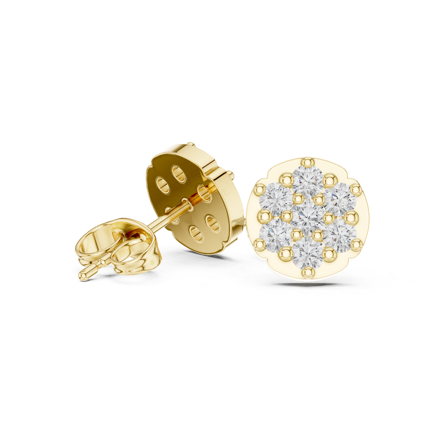 clustered round diamonds in a floral design.