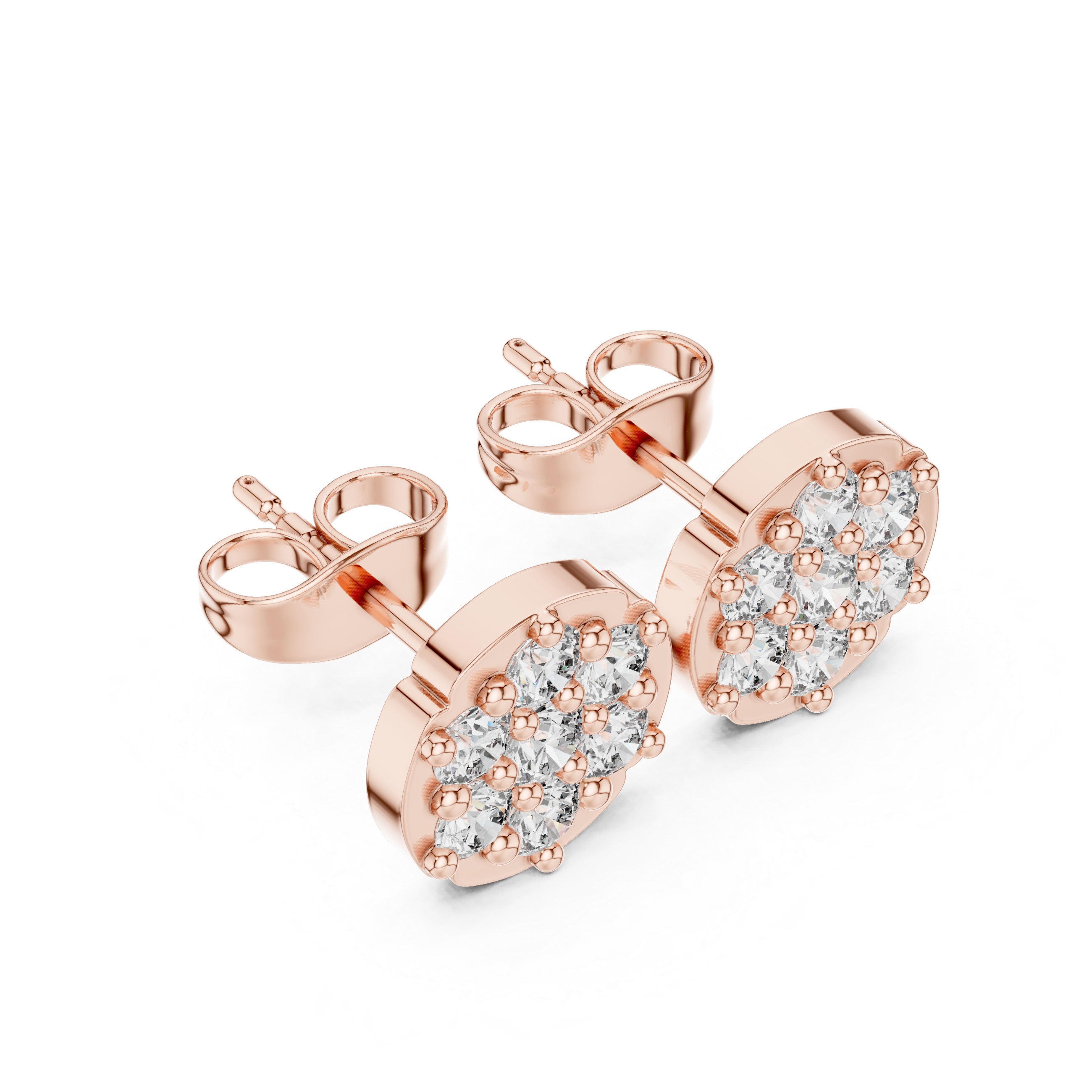 clustered round diamonds in a floral design.