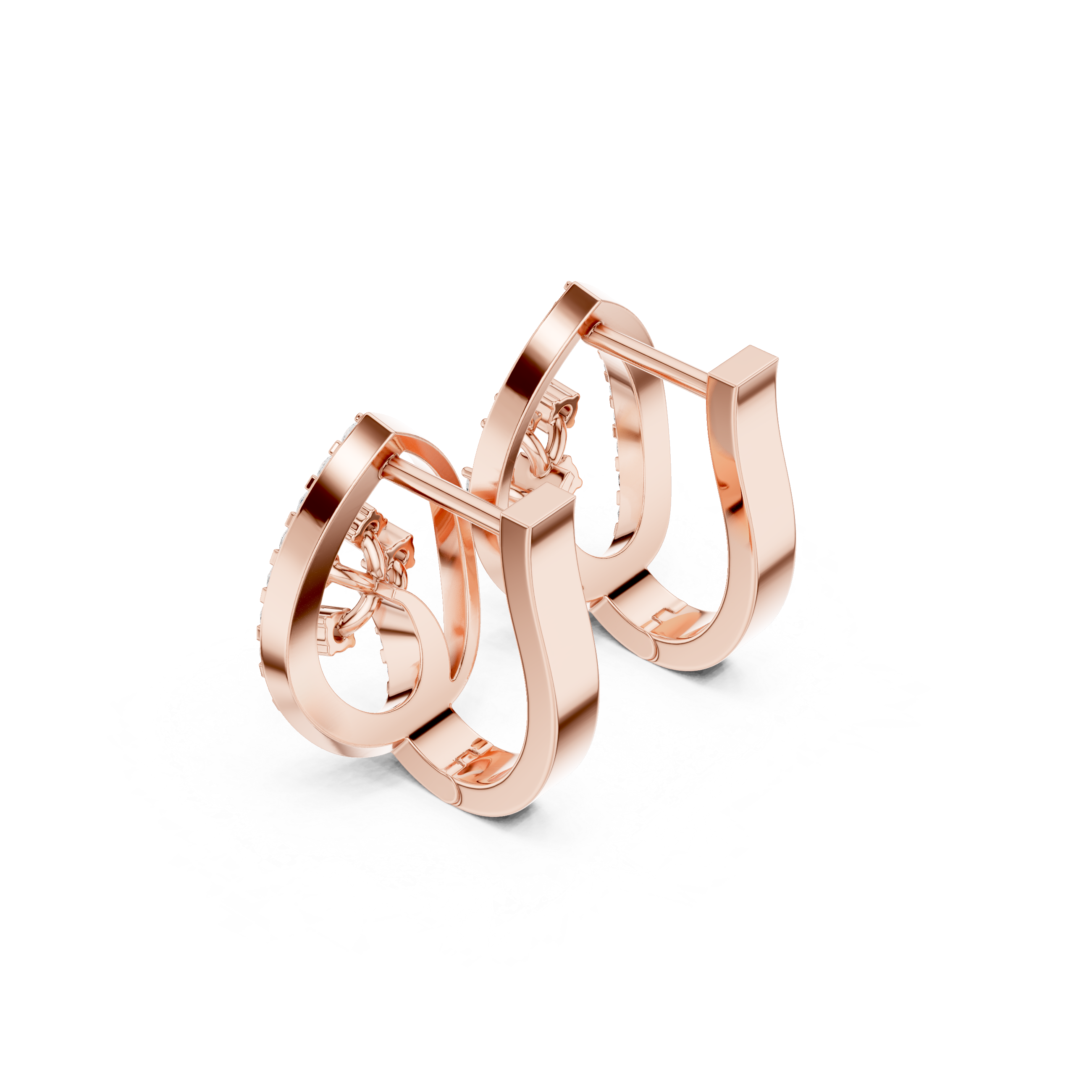 teardrop earrings with pavé diamond borders