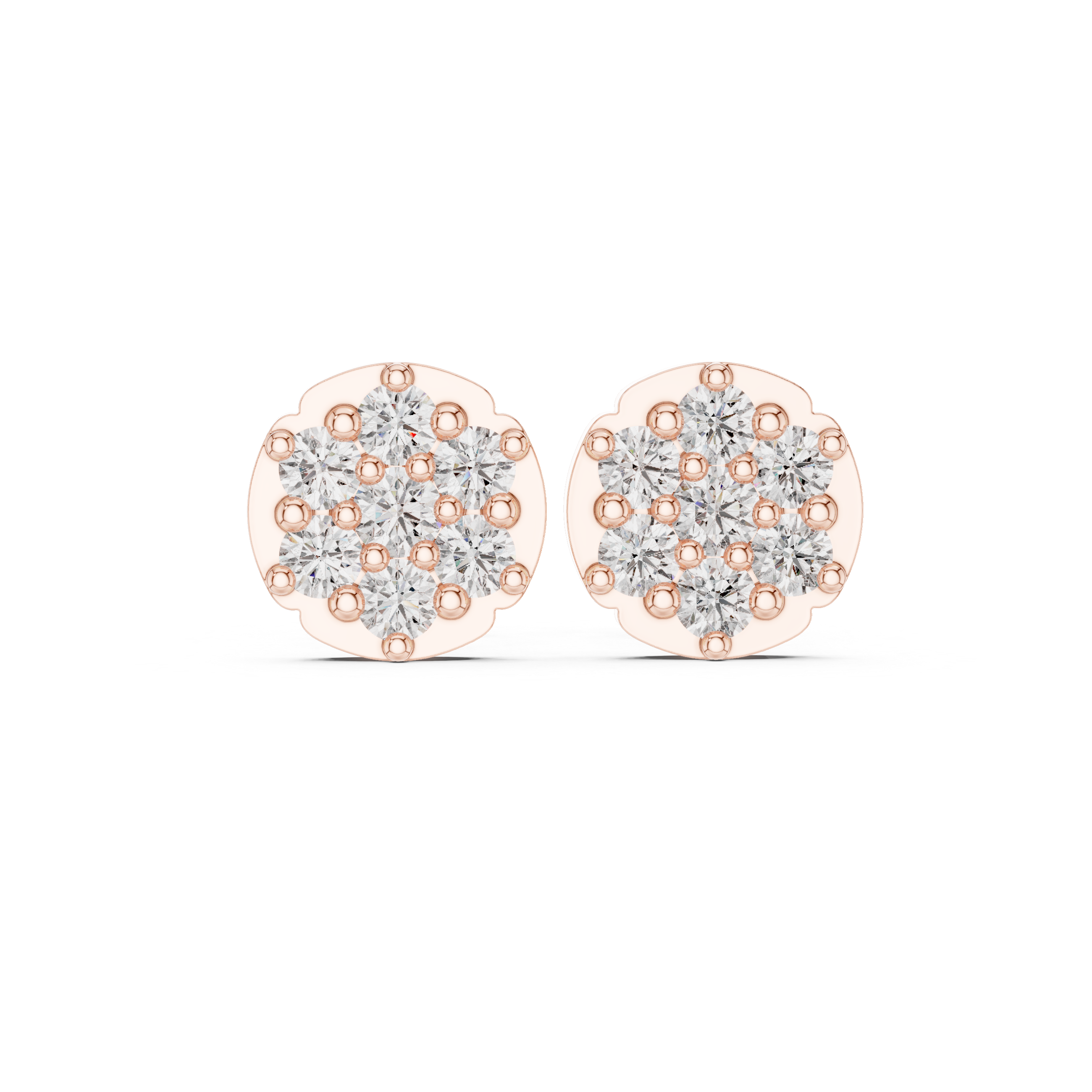 clustered round diamonds in a floral design.