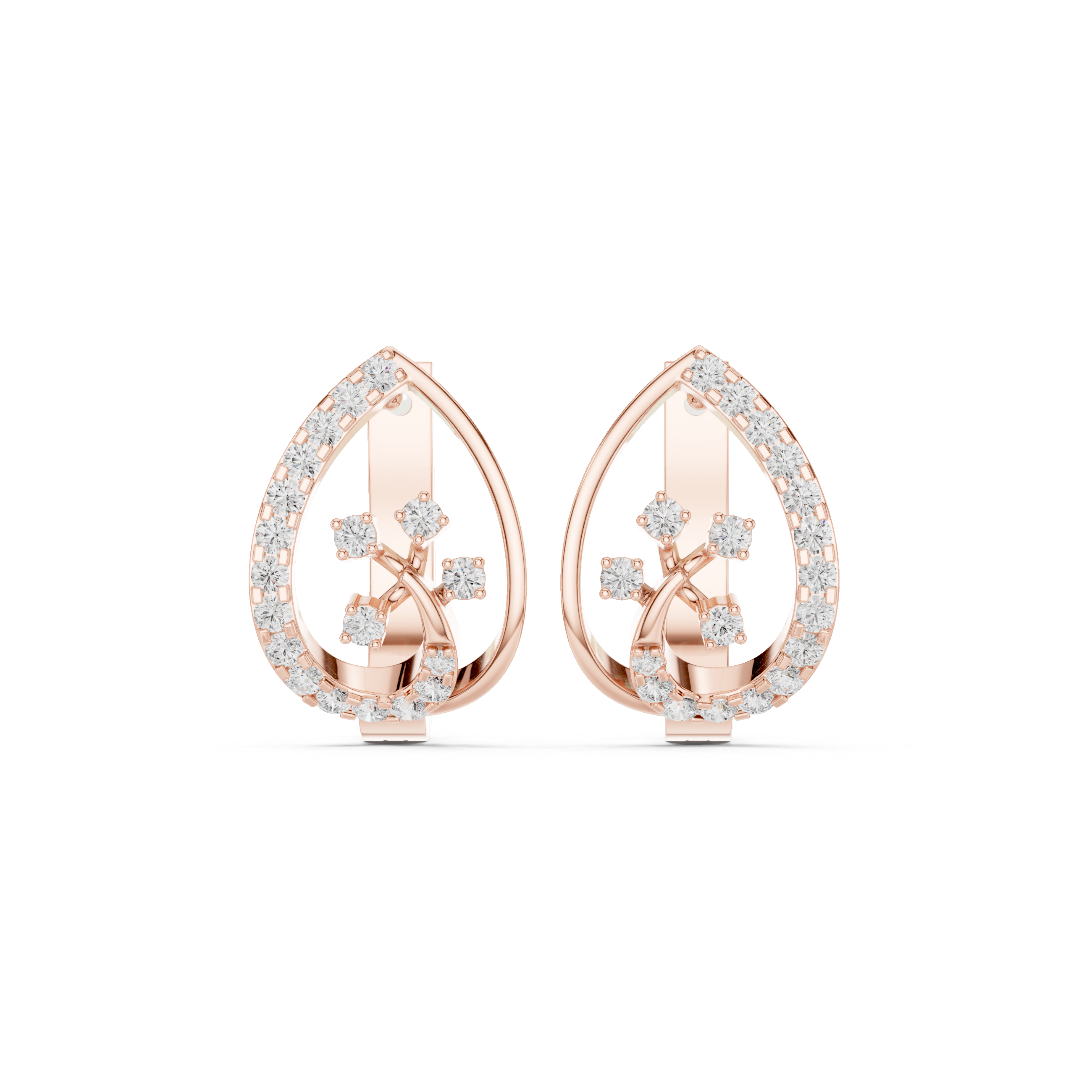 teardrop earrings with pavé diamond borders