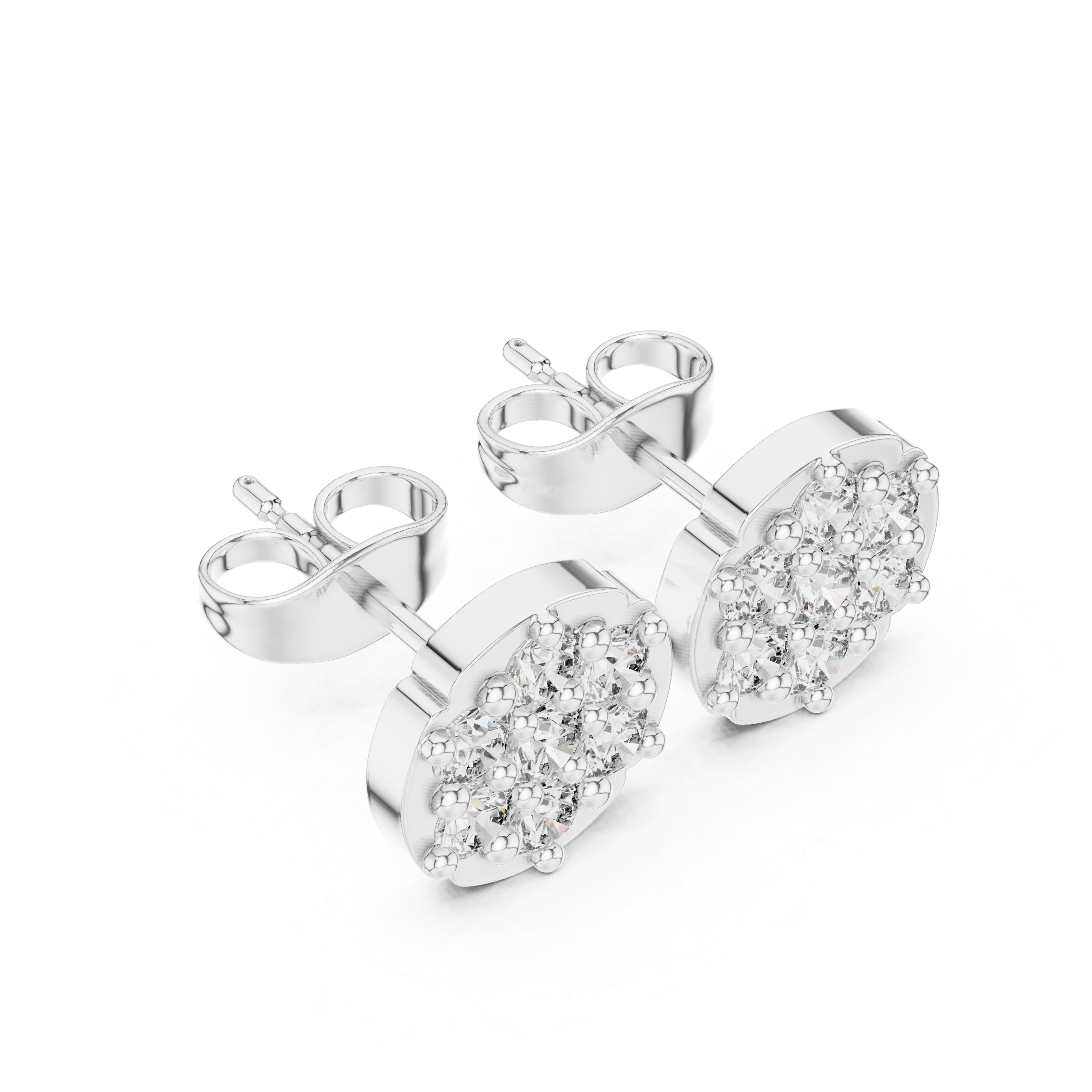 clustered round diamonds in a floral design.