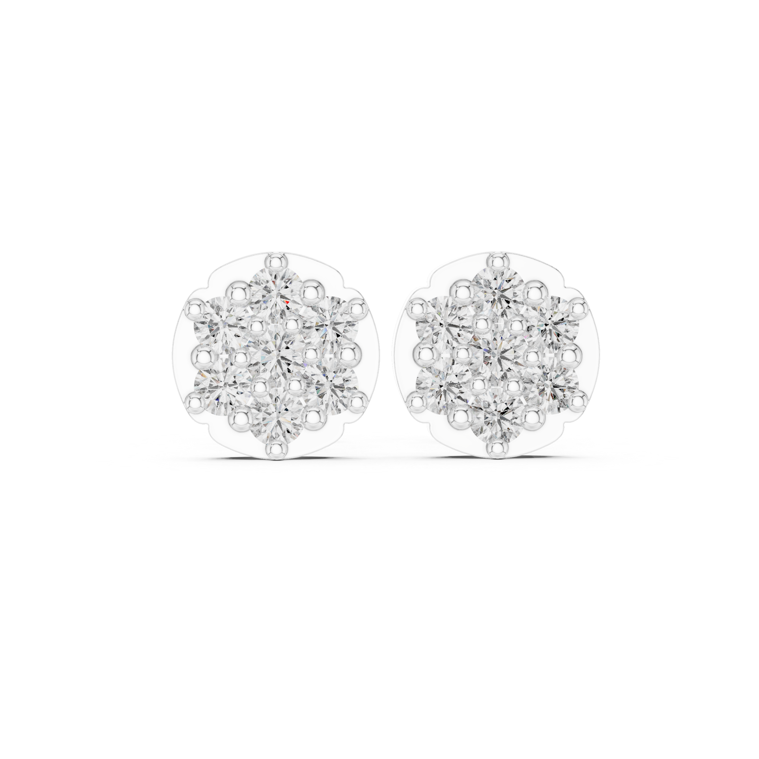 clustered round diamonds in a floral design.