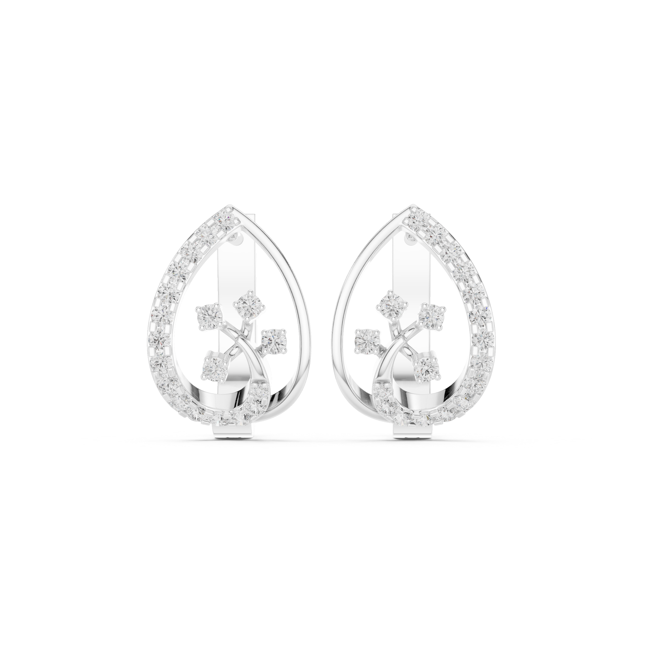 teardrop earrings with pavé diamond borders