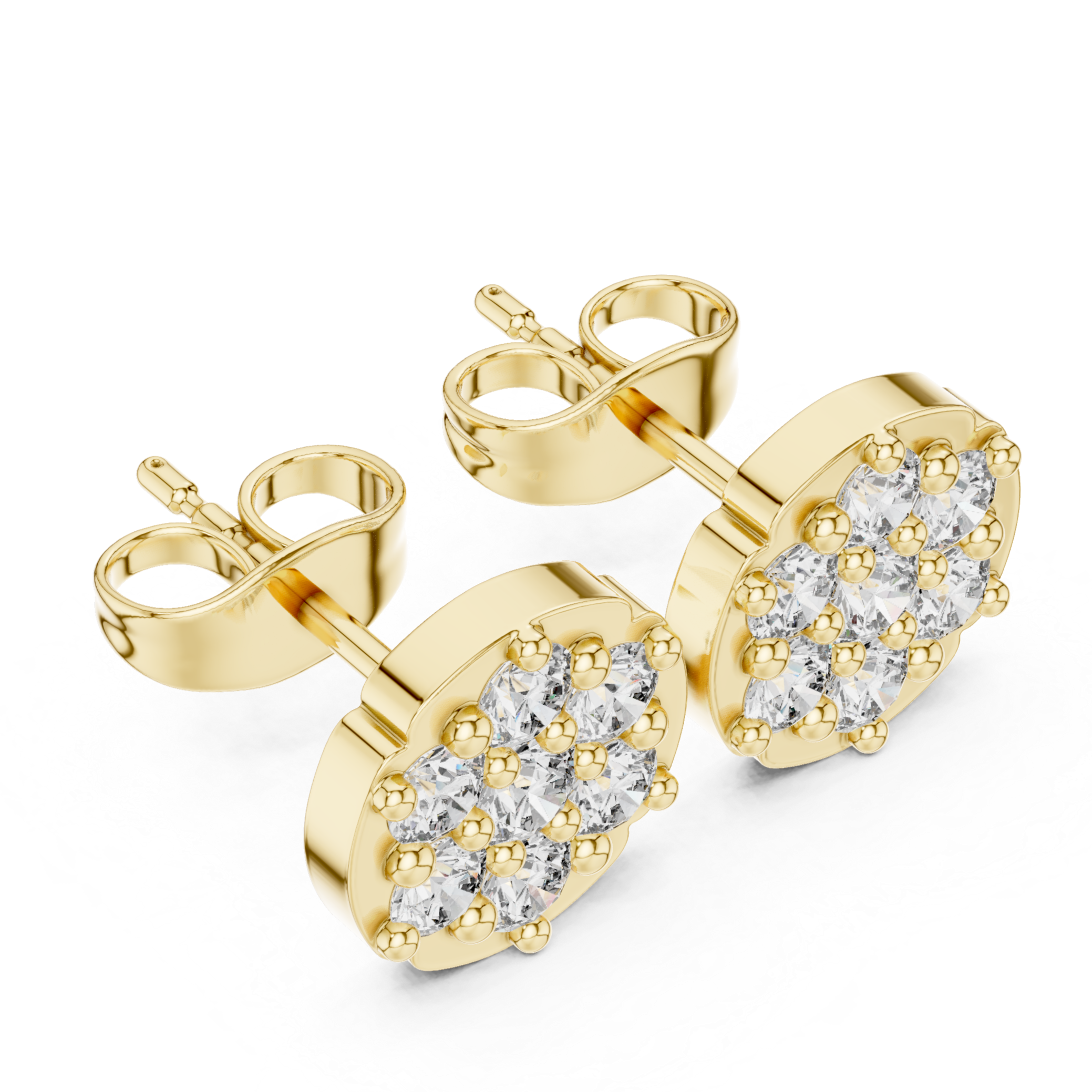 clustered round diamonds in a floral design.