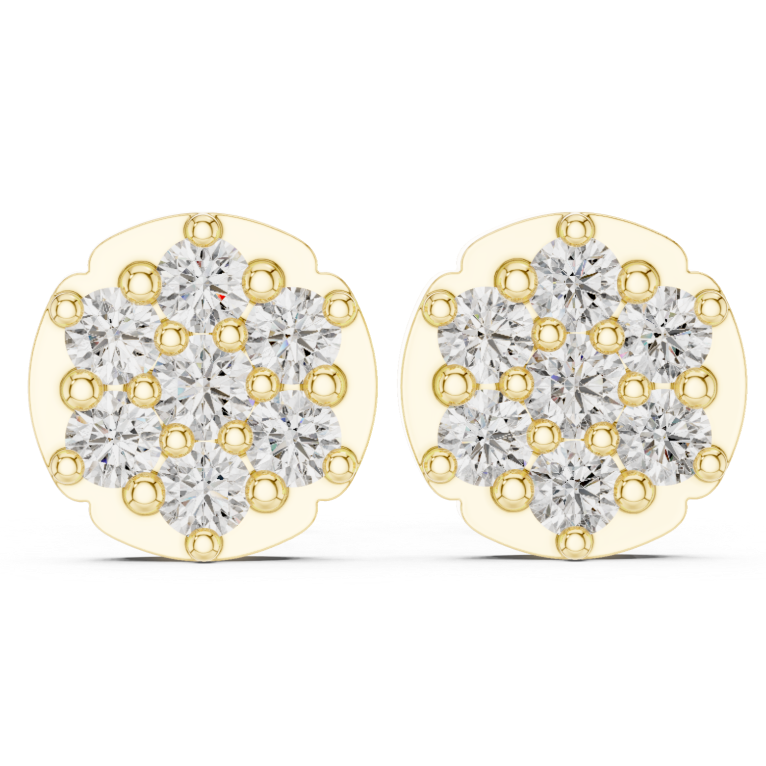 clustered round diamonds in a floral design.