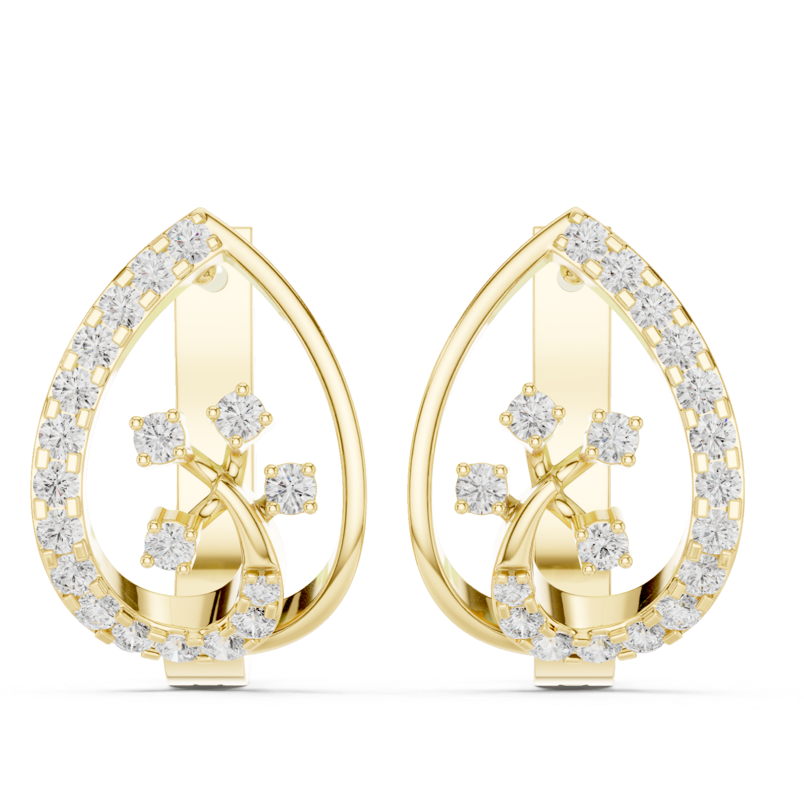 teardrop earrings with pavé diamond borders