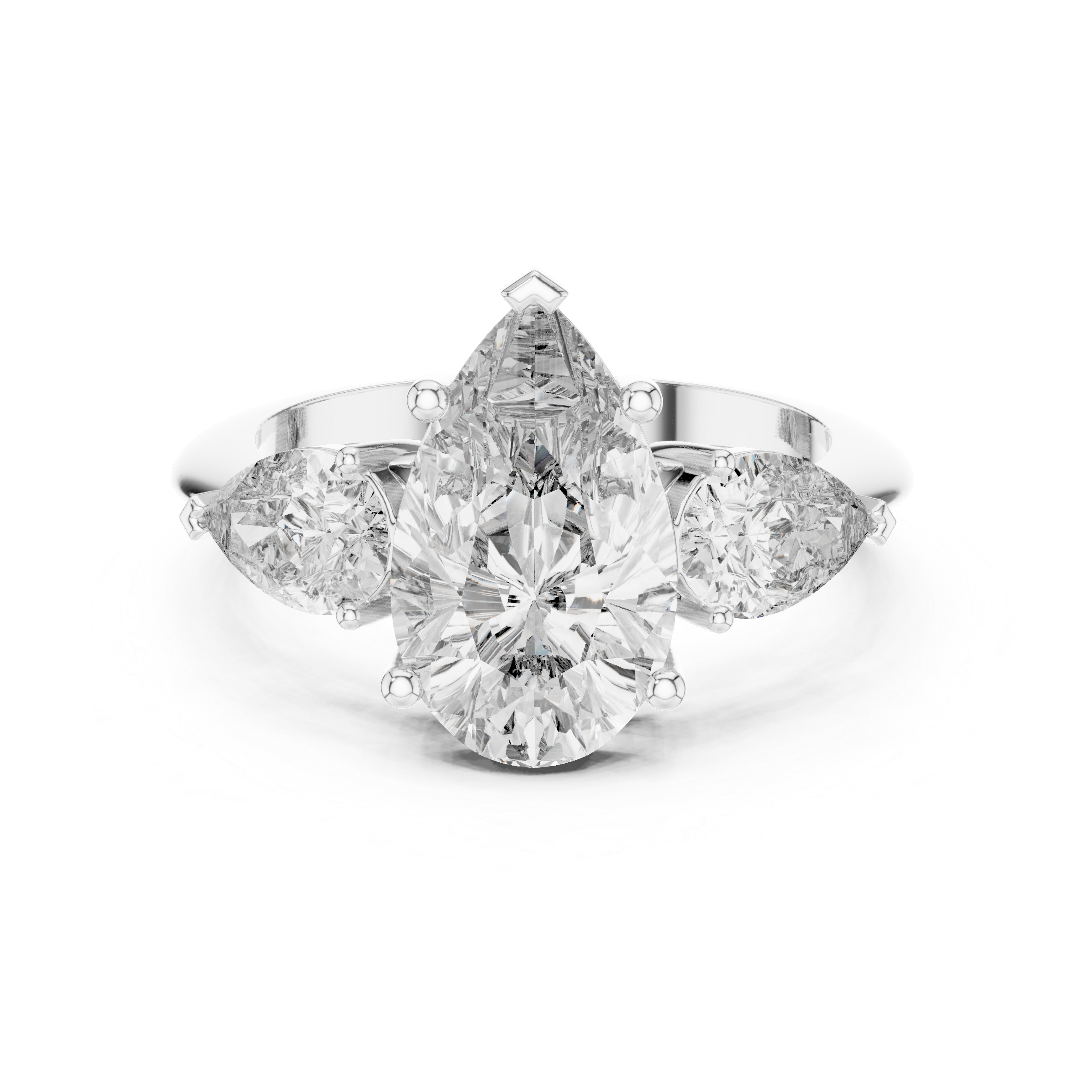 Three-Stone Pear-Cut Diamond Engagement Ring