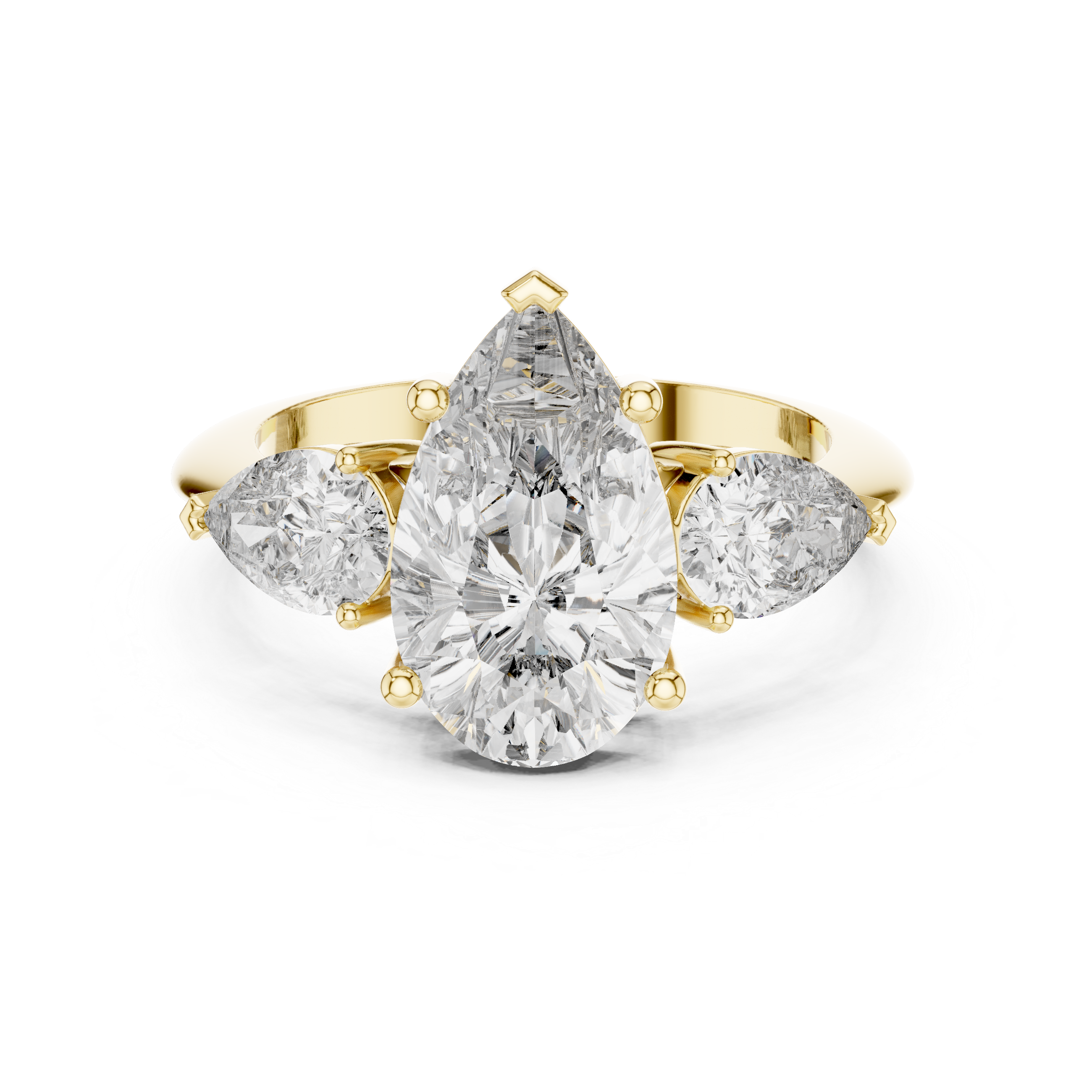 Three-Stone Pear-Cut Diamond Engagement Ring
